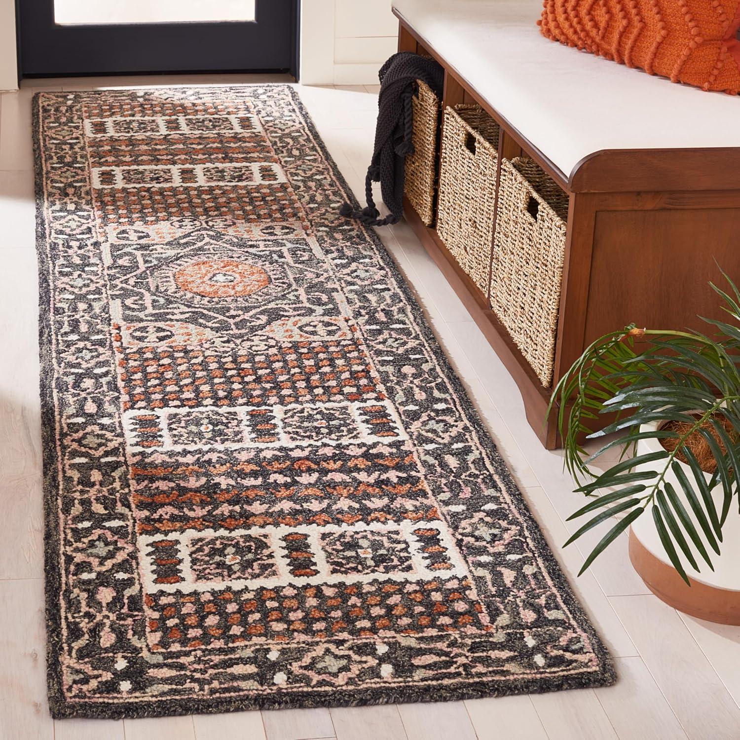 Aspen APN130 Hand Tufted Runner Rug  - Black/Rust - 2'3"x9' - Safavieh.