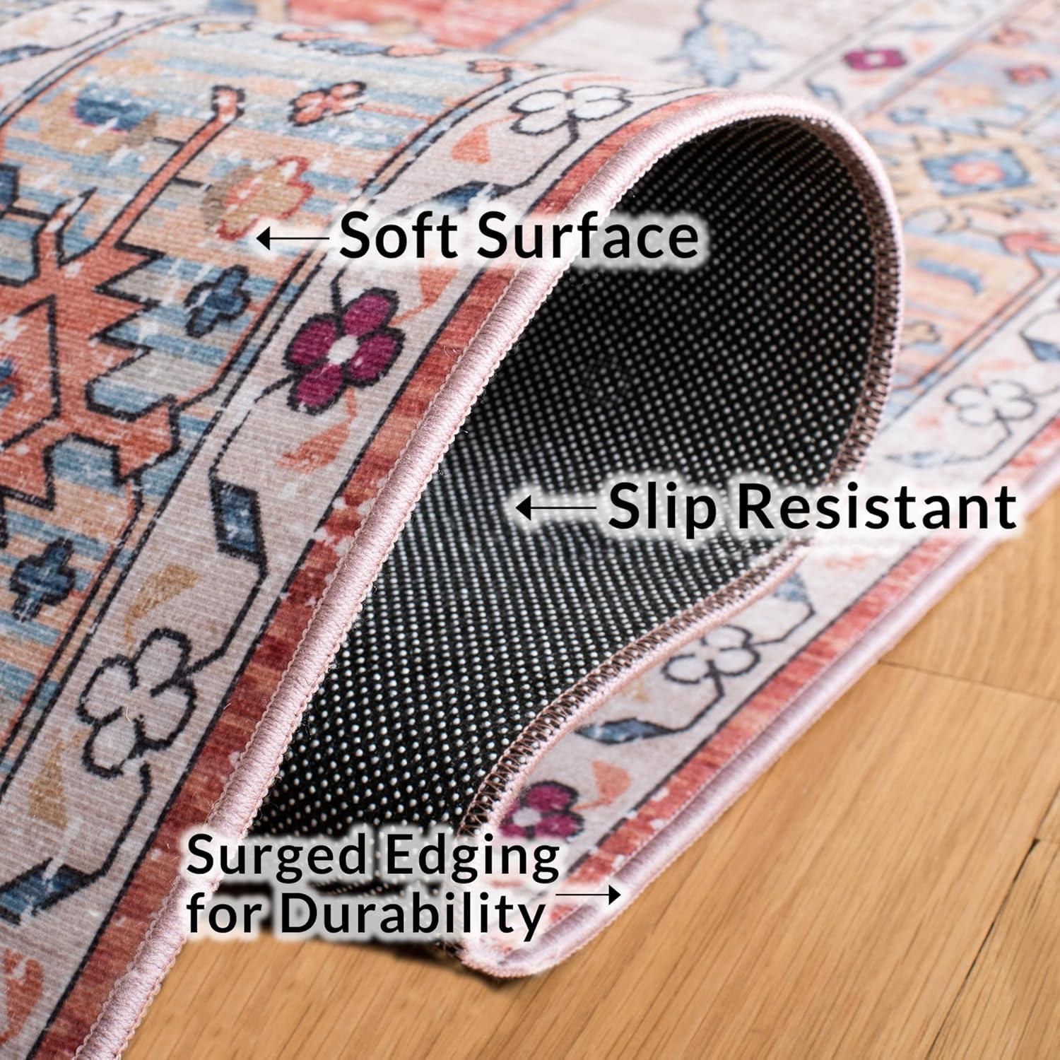 Tucson TSN109 Power Loomed Machine Washable Area Rug - Beige/Blue - 6'x6' - Safavieh.