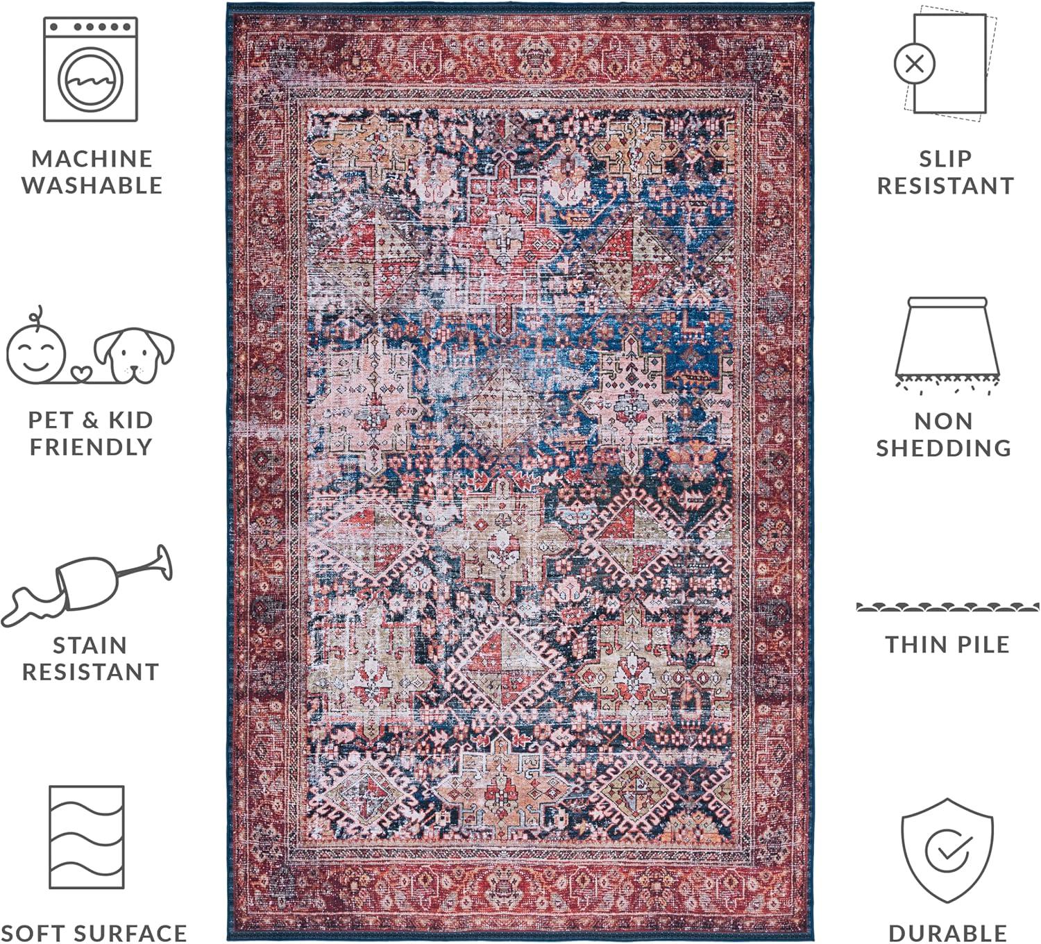 Gadbois Oriental Navy/Rust Area Rug