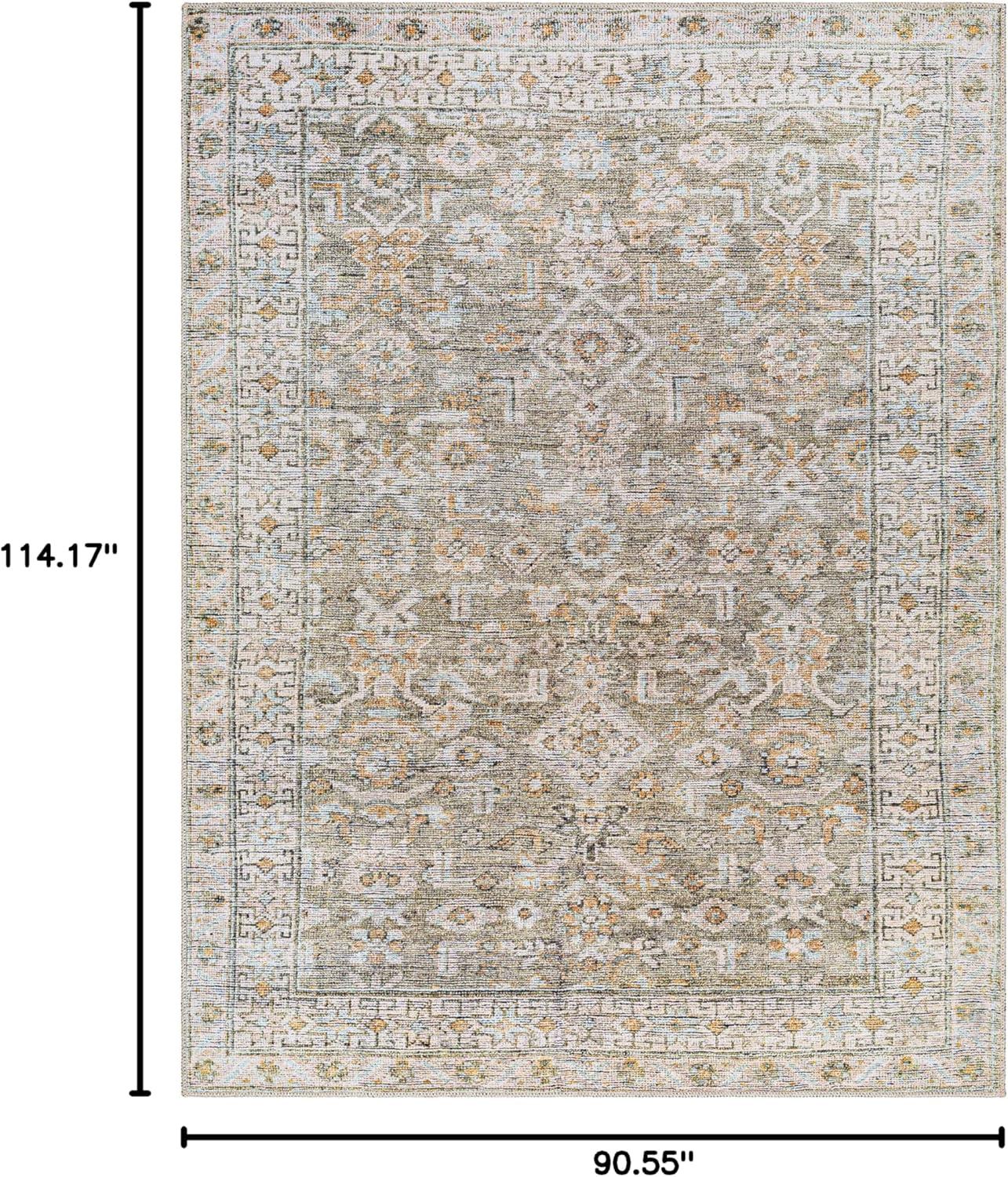 Becki Owens x Livabliss Machine Washable Oriental Boho Khaki Light Silver Area Rug