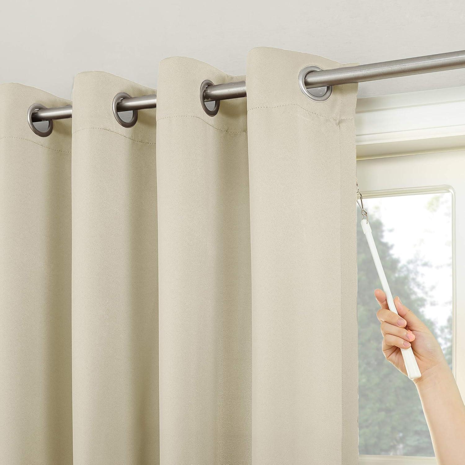 Sun Zero Conrad Extra-Wide Blackout Sliding Patio Door Curtain Panel, Pearl, 100X84, 100"X84", Pearl