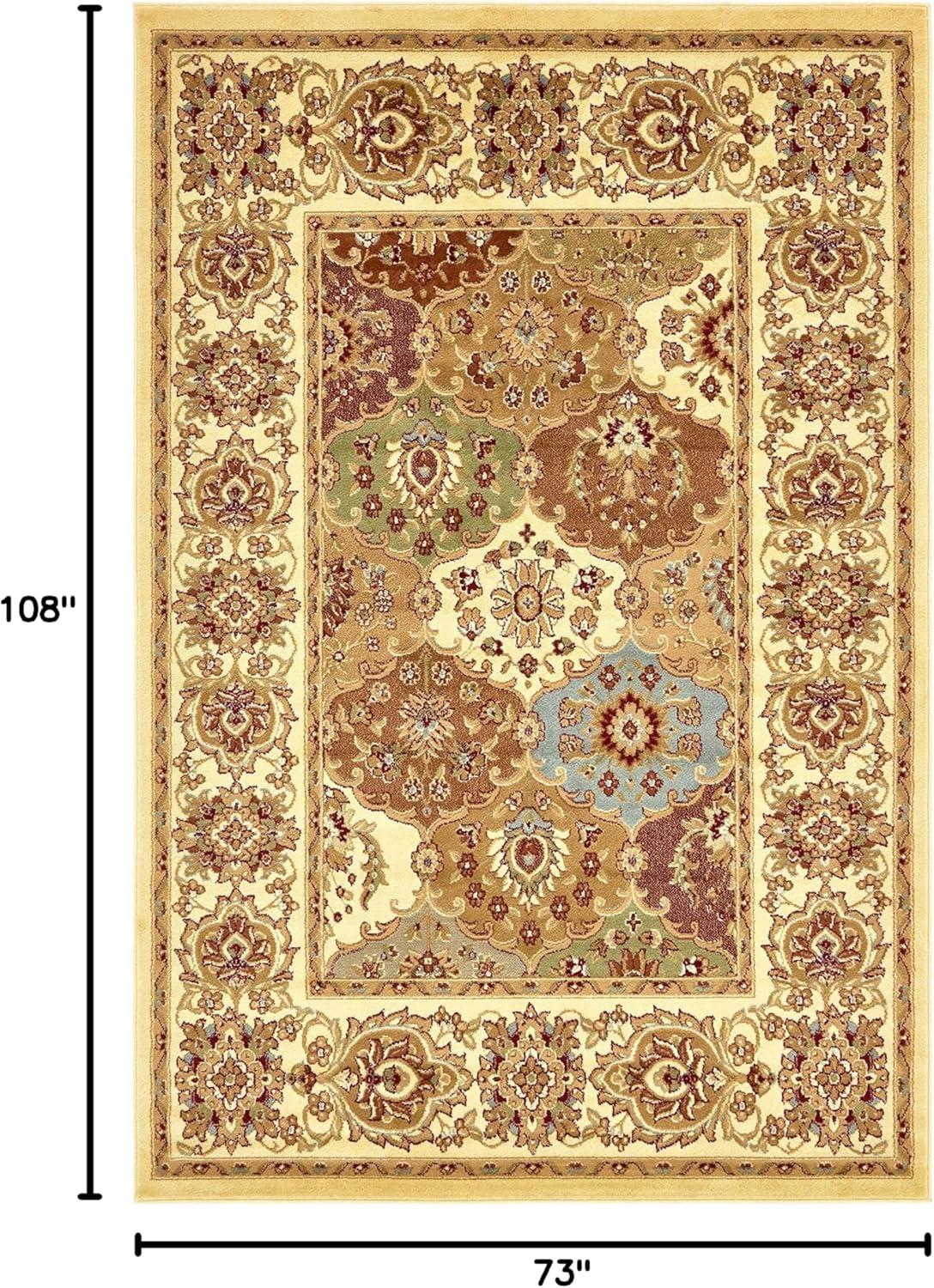 Voyage Elegance 6' x 9' Ivory and Brown Synthetic Area Rug