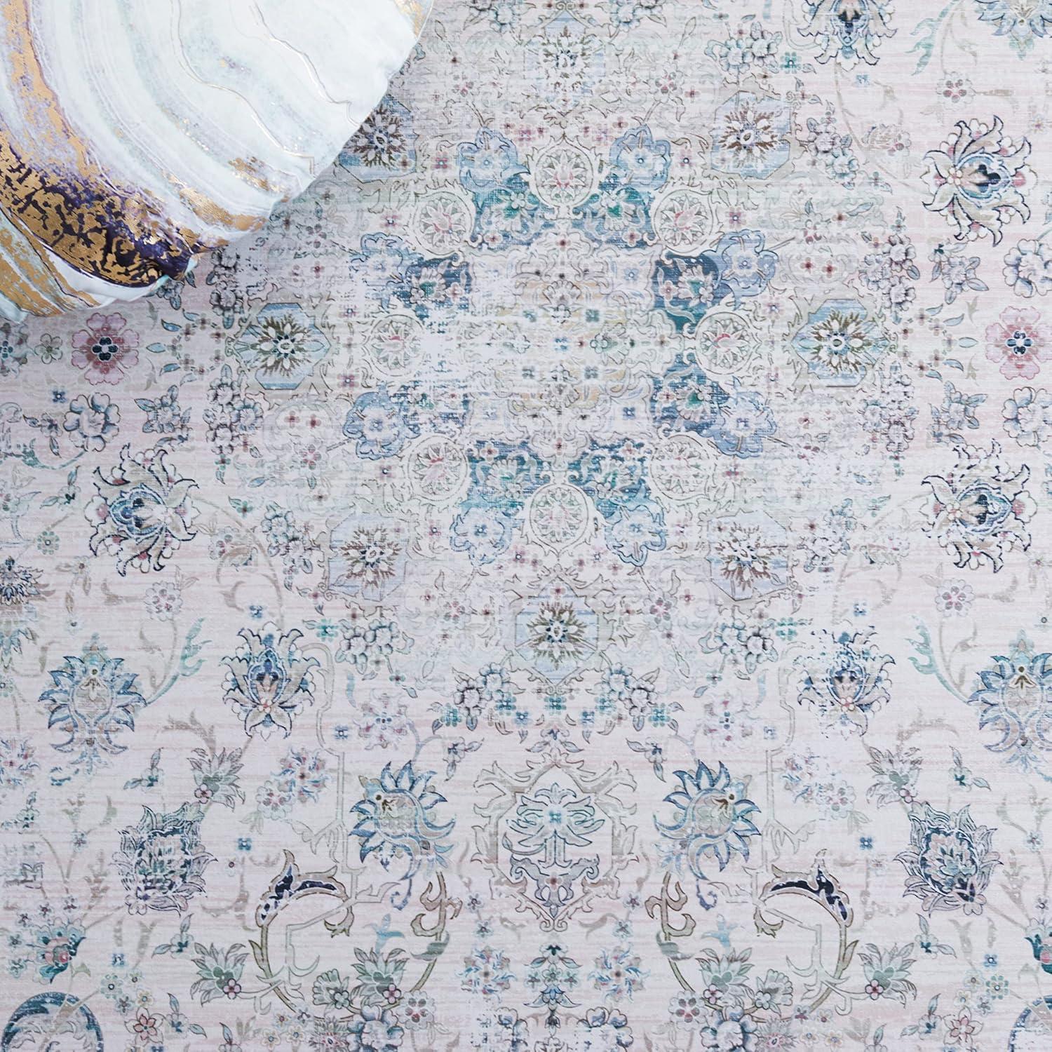 Tucson TSN165 Power Loomed Machine Washable Area Rug - Beige/Green - 6'x9' - Safavieh.