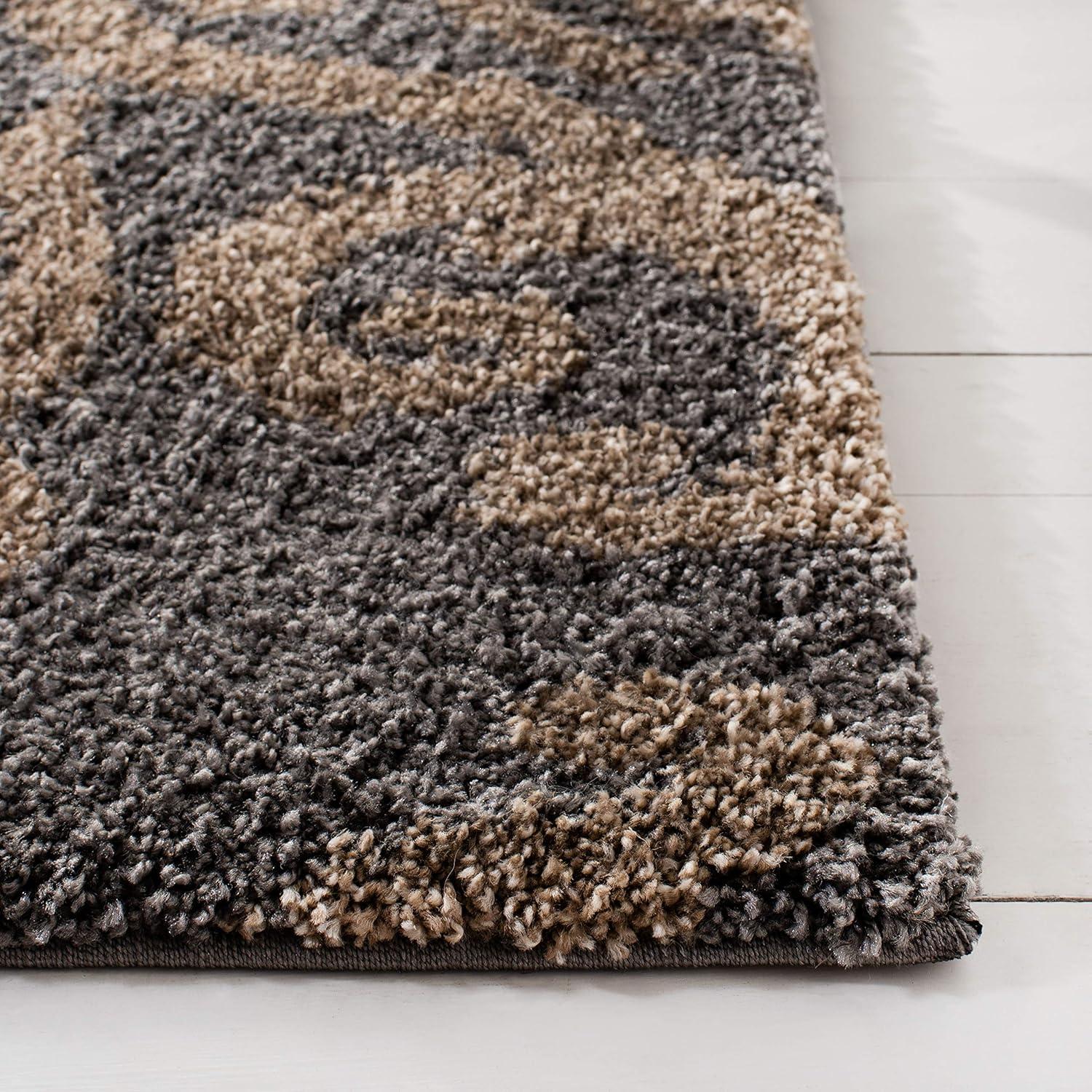 Florida Shag SG462 Power Loomed Indoor Area Rug - Grey/Beige - 5'3"x7'6" - Safavieh.