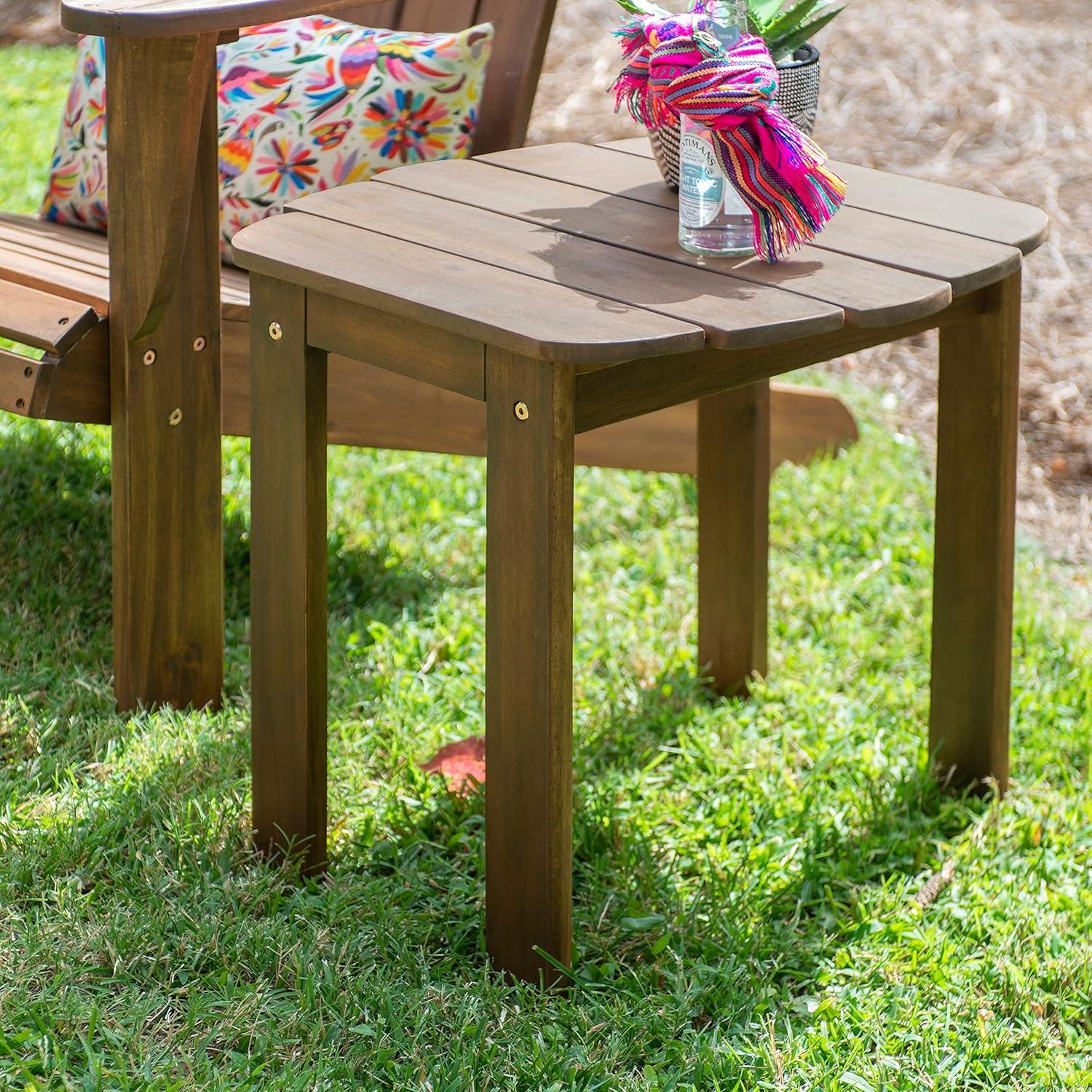 Acorn Finish Acacia Wood Adirondack Outdoor End Table