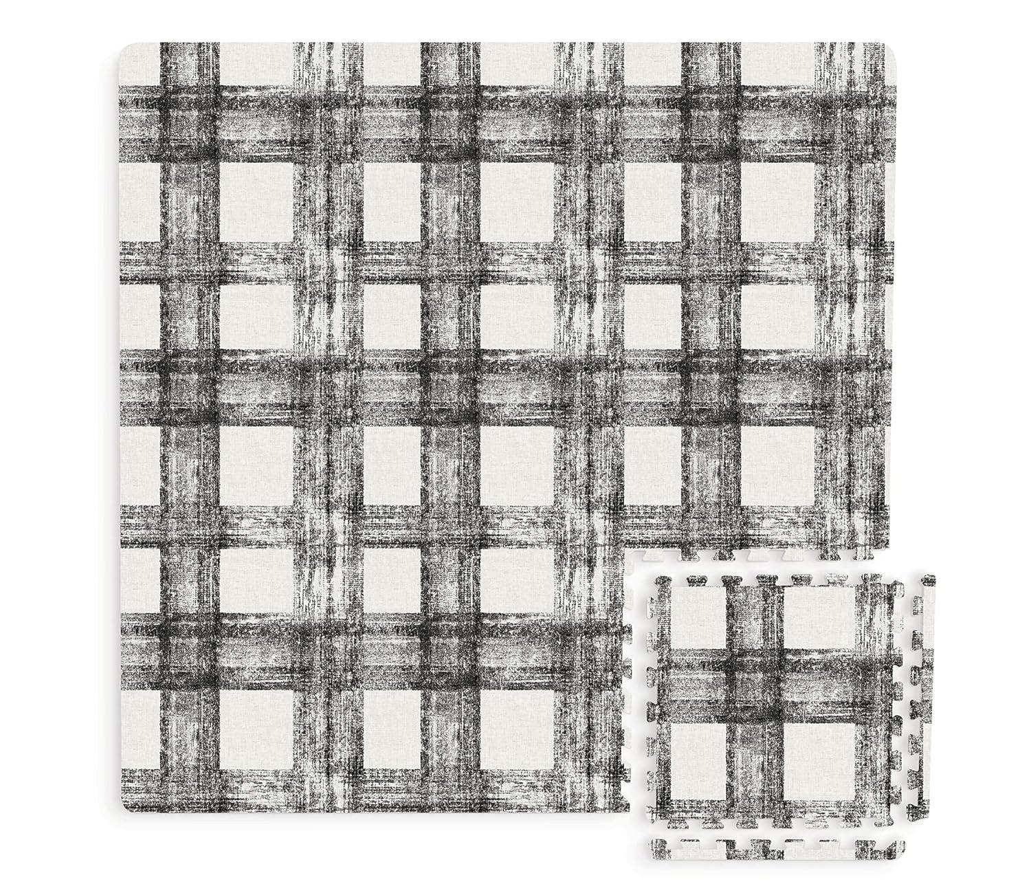 FloorPops! 34.2" x 34.2" Black EVA Foam Interlocking Floor Mats Non-toxic, Water Resistant 22 Piece