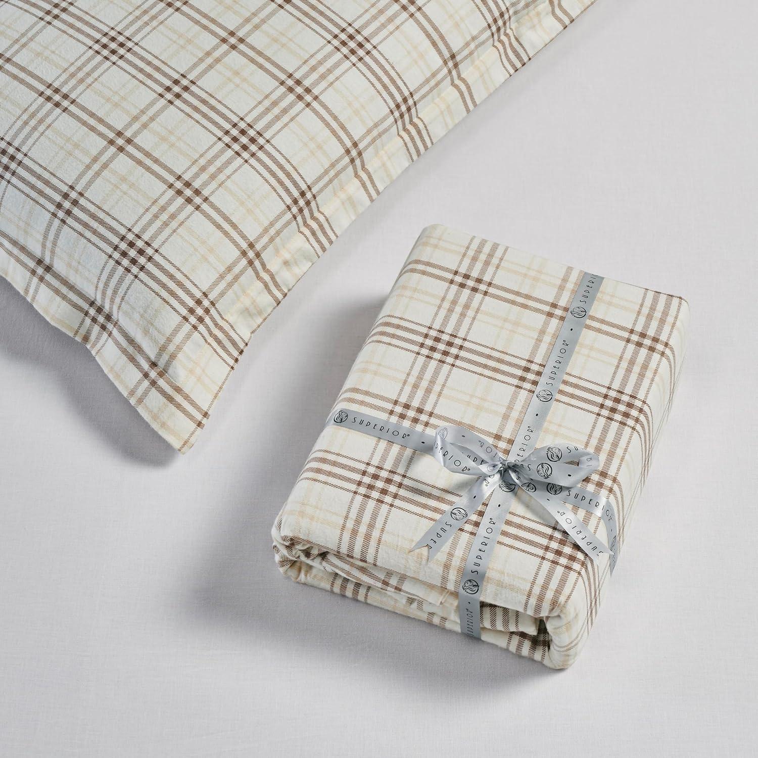 Superior Plaid Flannel Cotton Classic Modern Farmhouse Duvet Cover Set