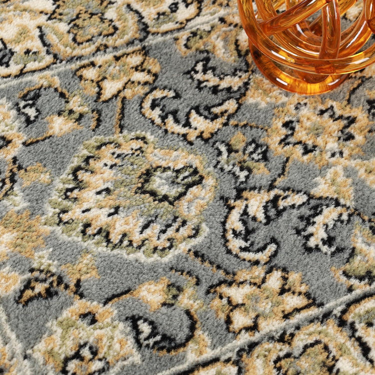 Superior Lille Traditional Floral Indoor Runner Rug, Grey, 2' 7" x 8'