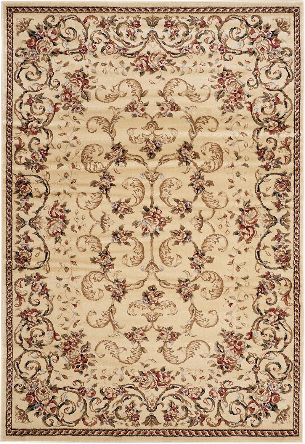 Ivory Floral Vines Medium Pile Area Rug