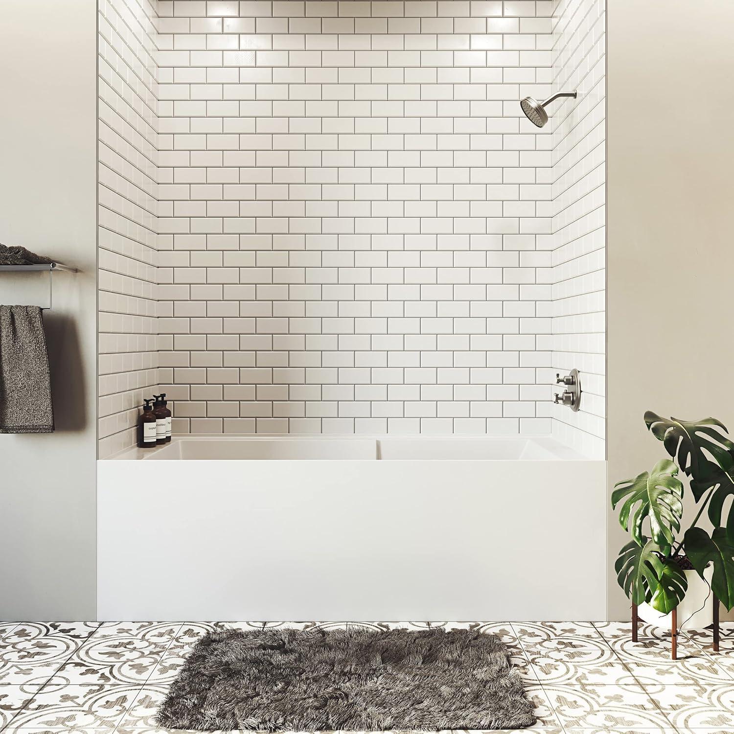 Voltaire 72" x 36" Left-Hand Drain Alcove Bathtub with Apron and Armrest