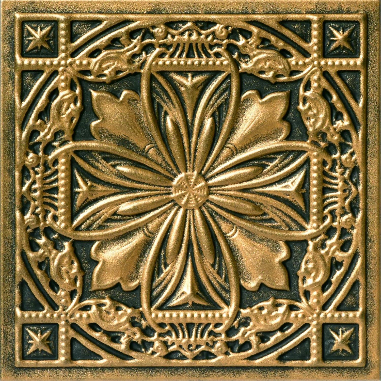 A La Maison Ceilings Lucas's Shield 19.63'' L x 19.63'' W Textured Polystyrene Glue Up Ceiling Tile (Set of 96)