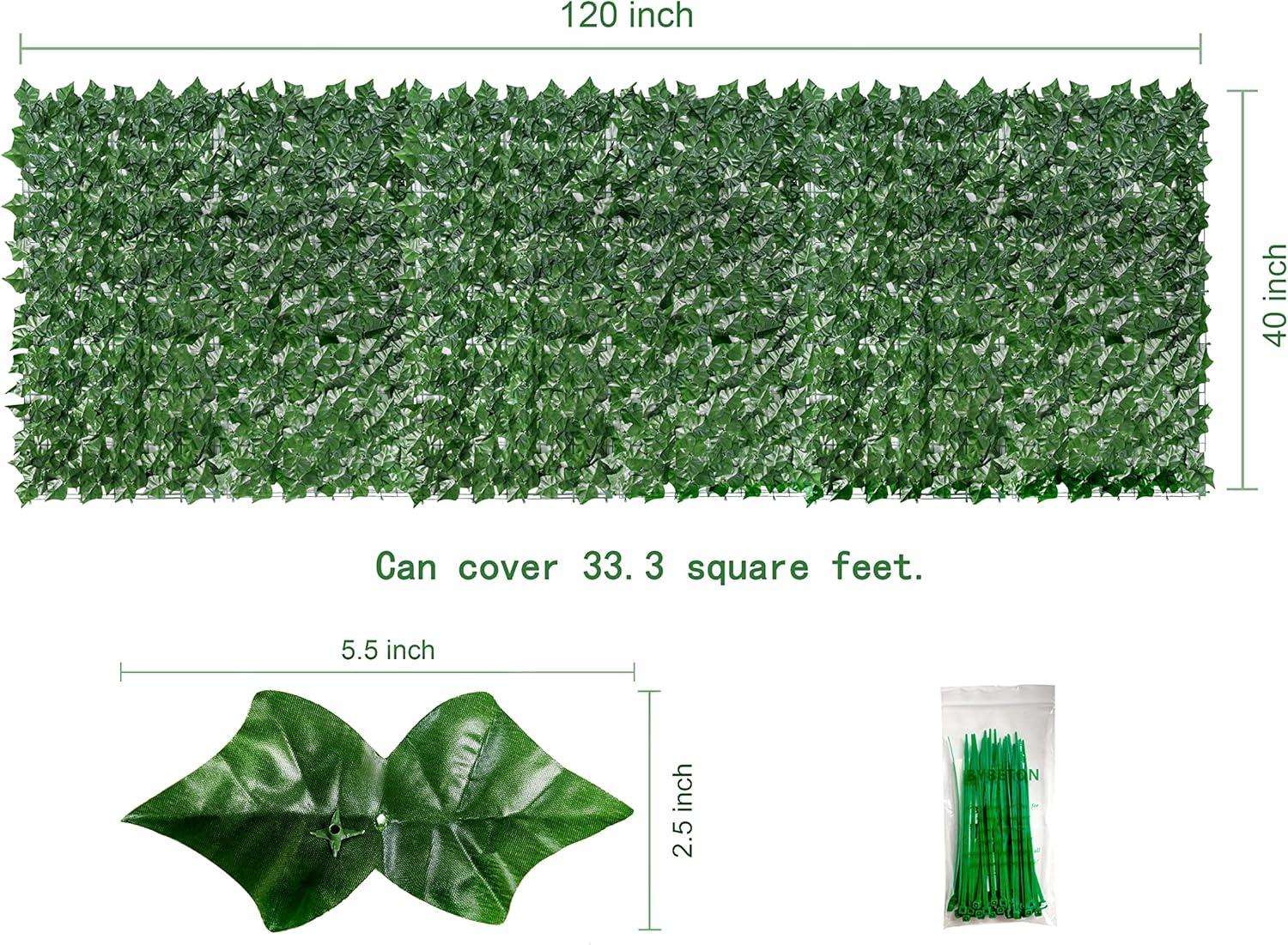 Green 40x120 Inch Artificial Ivy Privacy Fence Screen