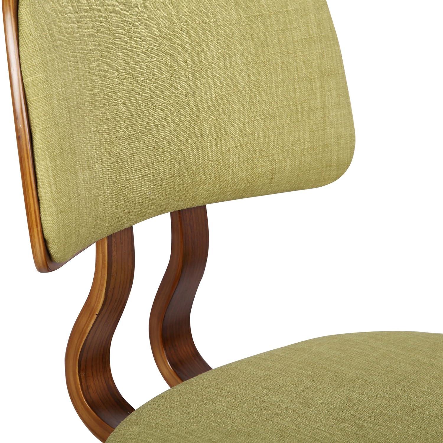 Jaguar Mid-Century Modern Kitchen Dining Table Accent Chair in Walnut Wood and Green Fabric