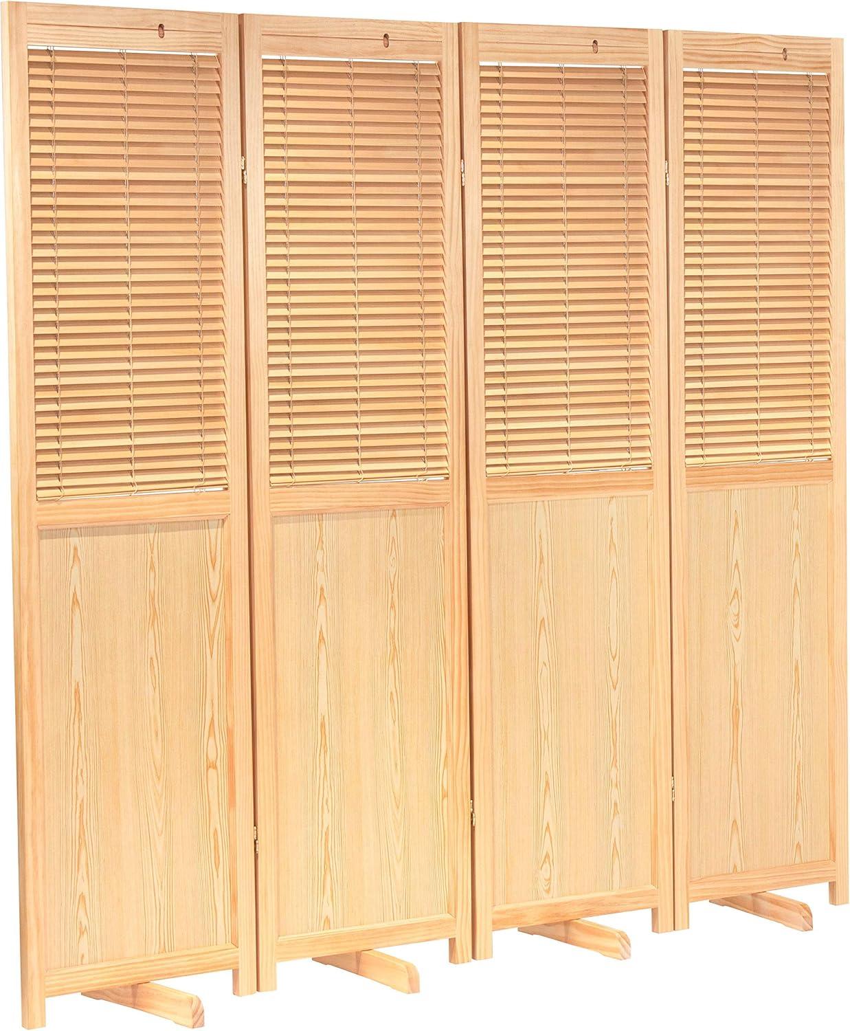 Oriental Furniture 6 ft. Tall Adjustable Shutter Room Divider Natural - 4 Panel