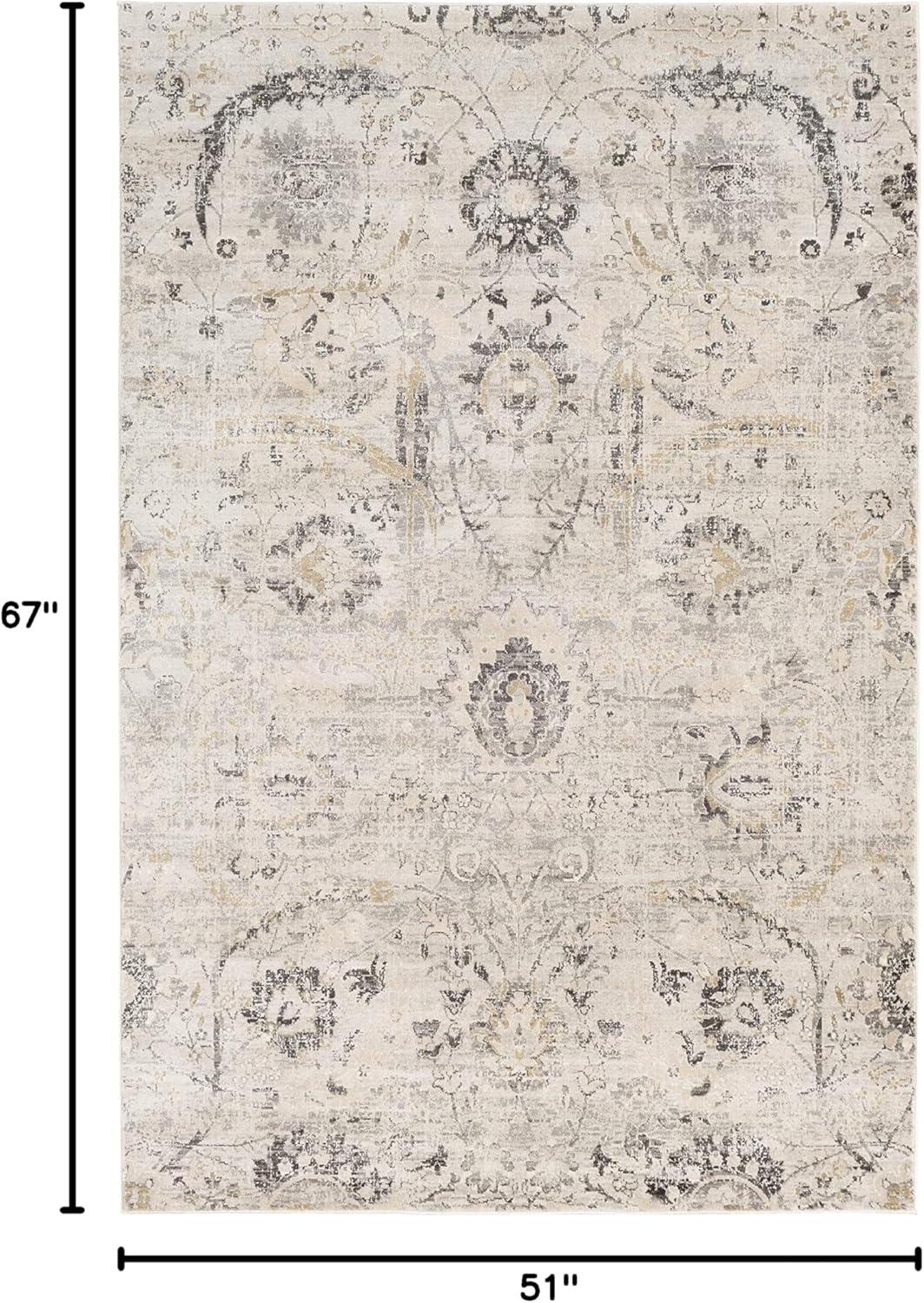 Avellino Charcoal Gray Synthetic Fur Stain-Resistant Area Rug