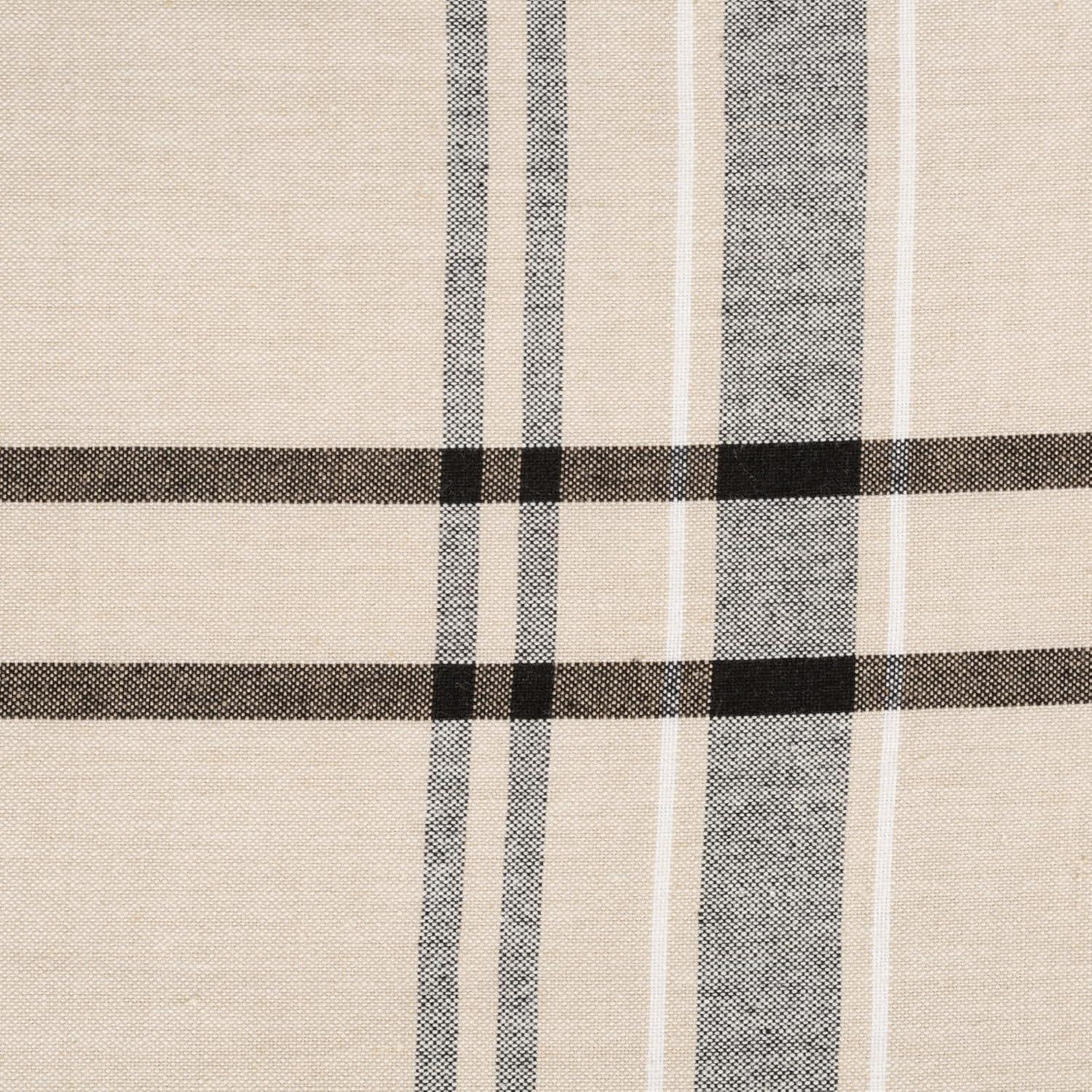 Cream and Taupe Striped Rectangular Cotton Tablecloth