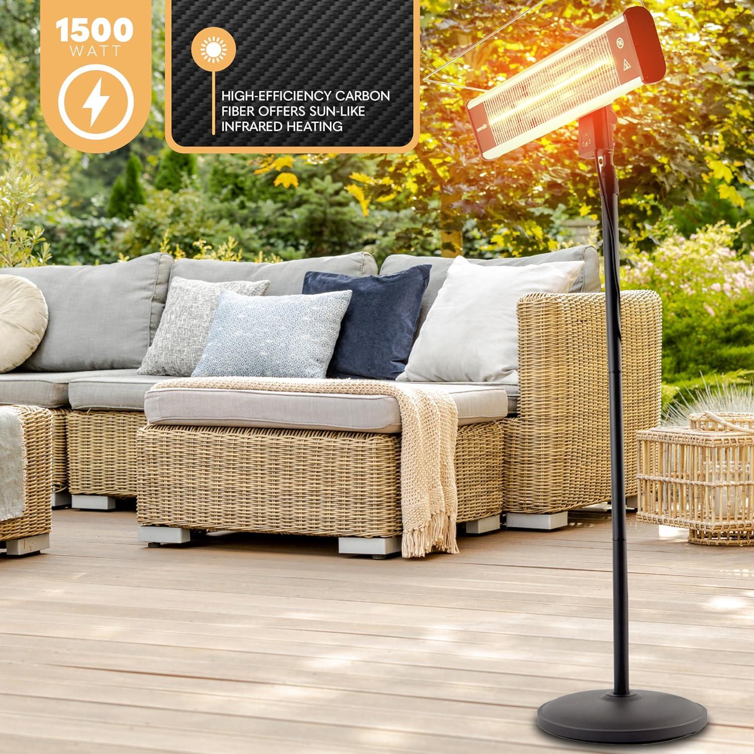 SereneLife Infrared Patio Heater, Electric Patio Heater for Indoor/Outdoor Use, (Black)