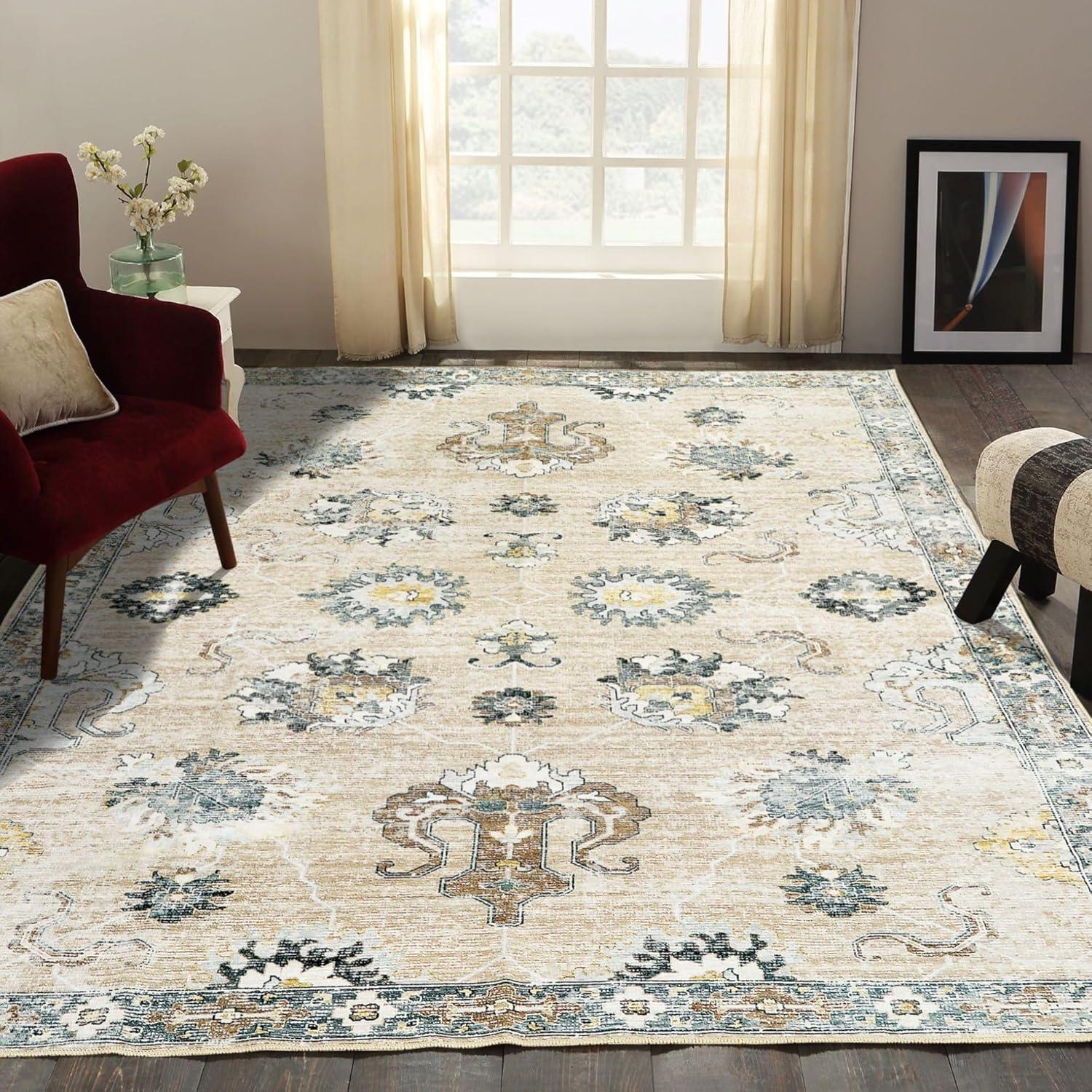 Machine Washable Papyrus Oriental Rug