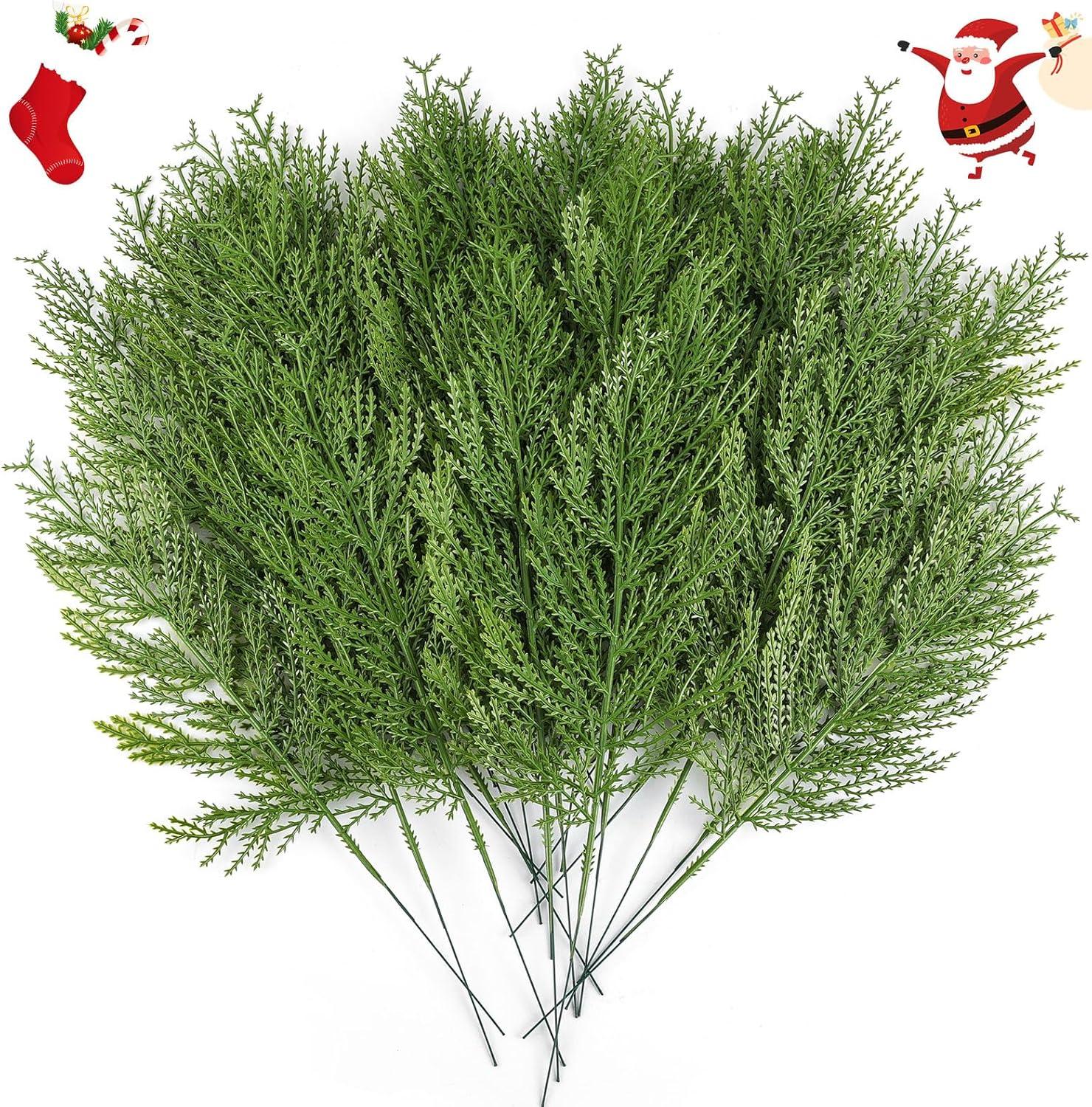 14'' Green Plastic Pine Sprigs for Christmas Decor