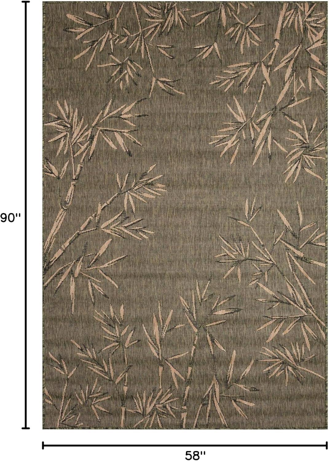 Liora Manne Carmel Bamboo Border Indoor/Outdoor Rug Green 4'10" x 7'6"