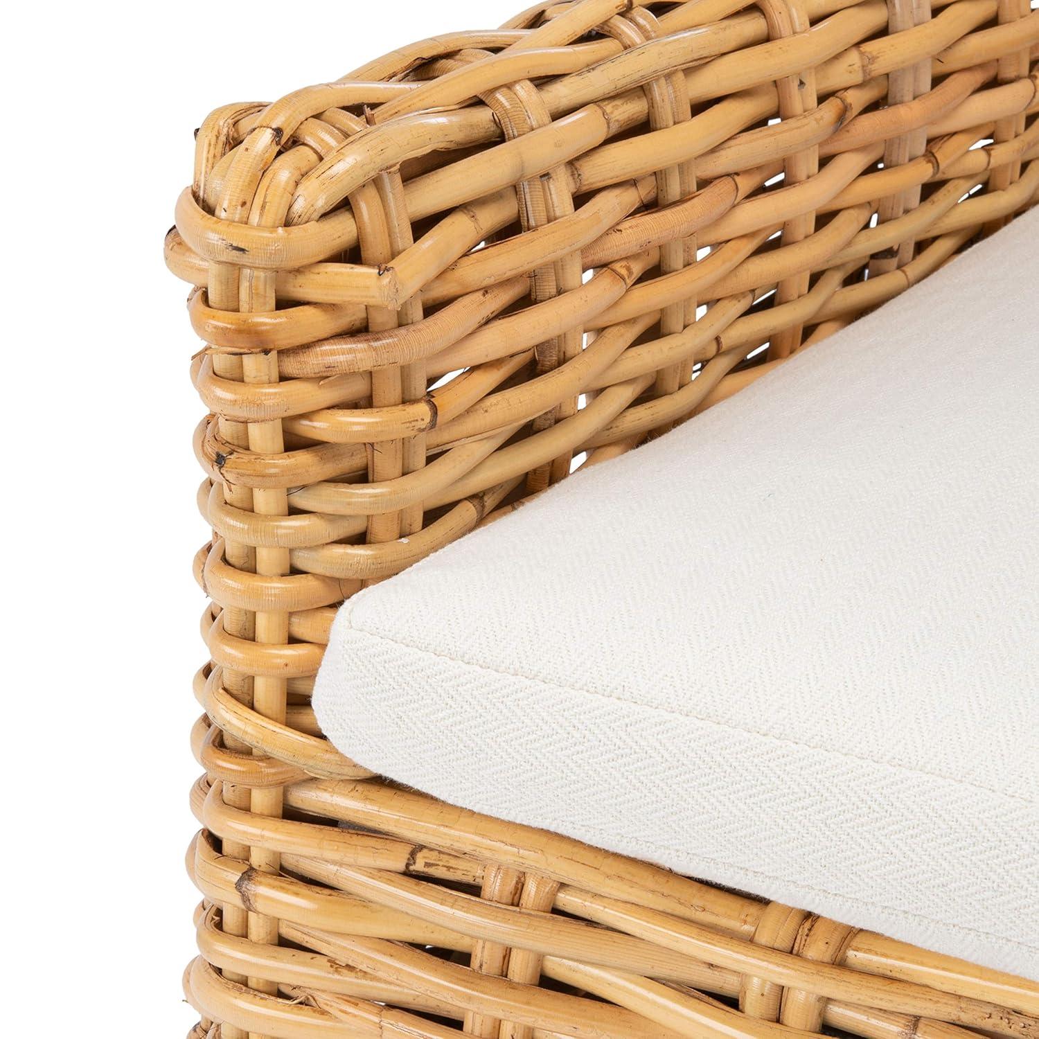 Nancy Rattan Accent Chair W/ Cushion - ACH6518 - White/Natural - Safavieh