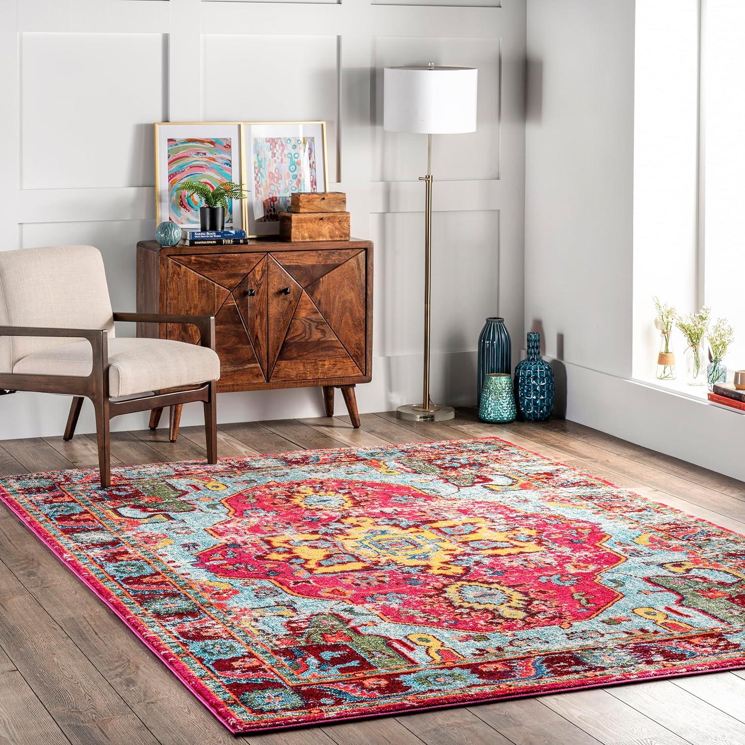 nuLOOM 12'x15' Vintage Corbett Area Rug: Bohemian Medallion, Multicolor, Low Pile, Machine Made, Indoor Use