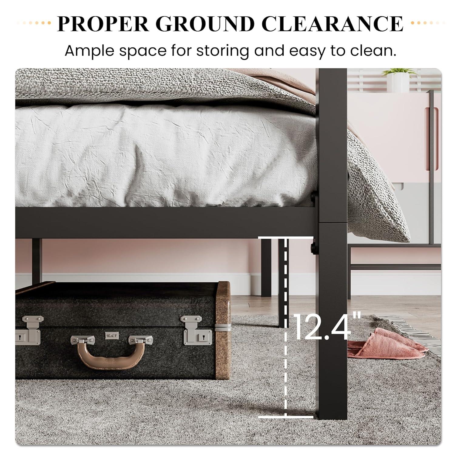 SHA CERLIN Canopy Bed Frame Full Size/Mattress Foundation with Metal Slats Support/No Box Spring Needed/Easy Assembly/Black