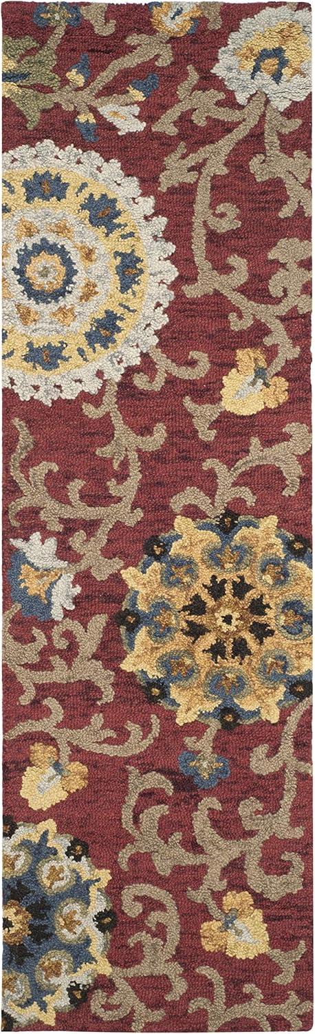 Blossom BLM401 Hand Tufted Runner Rug - Red/Multi - 2'3"x12' - Safavieh.