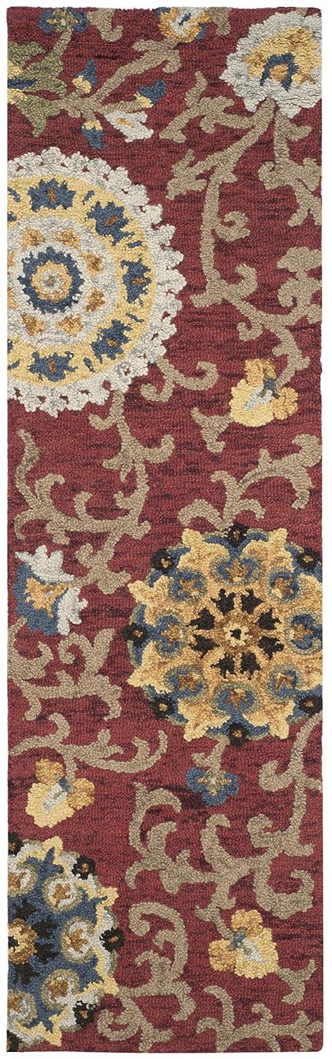 Blossom BLM401 Hand Tufted Runner Rug - Red/Multi - 2'3"x12' - Safavieh.