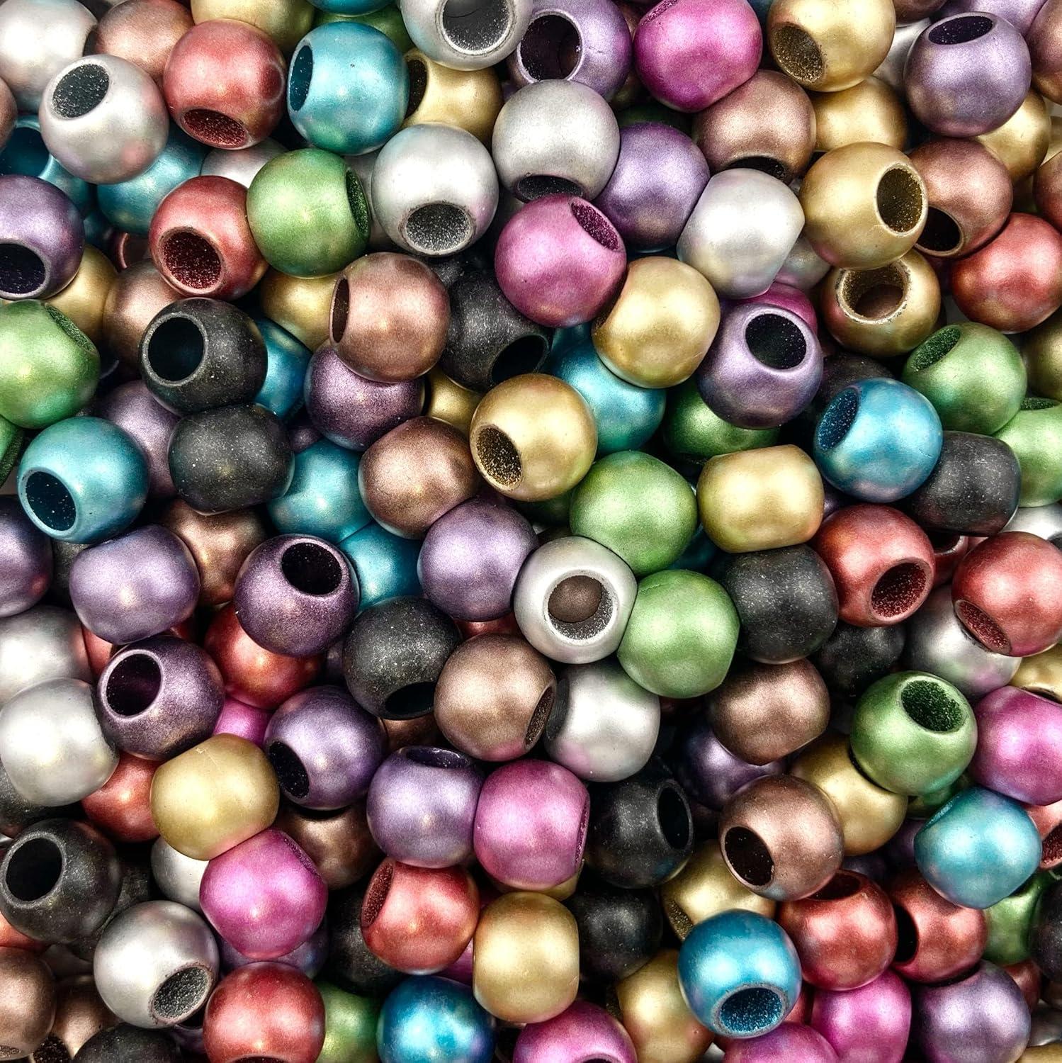 400 Multicolor Matte Metallic Acrylic Large Hole Beads 12mm with 5.7mm Hole