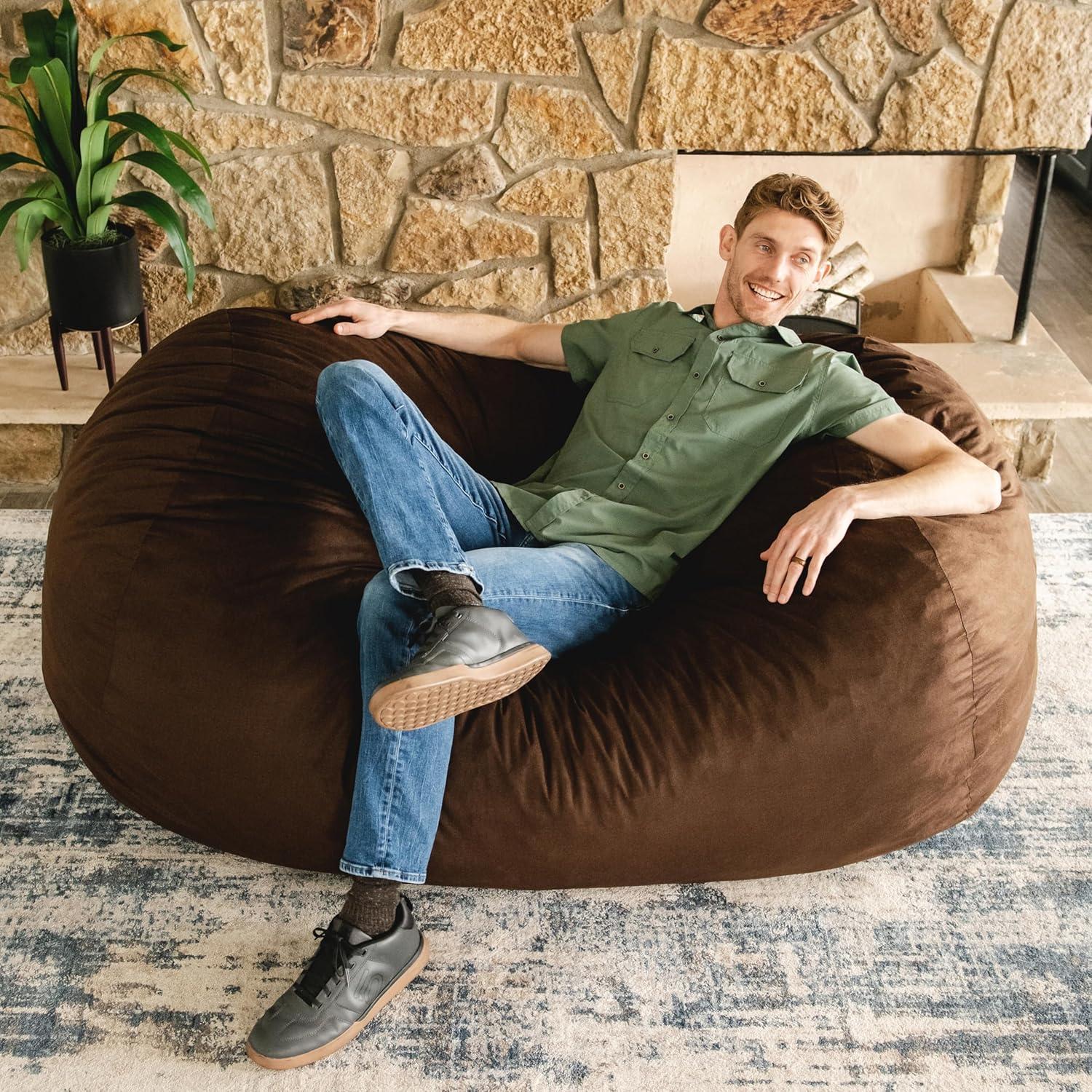 Big Joe Extra Large Memory Foam Bean Bag Sofa with Soft Removable Cover