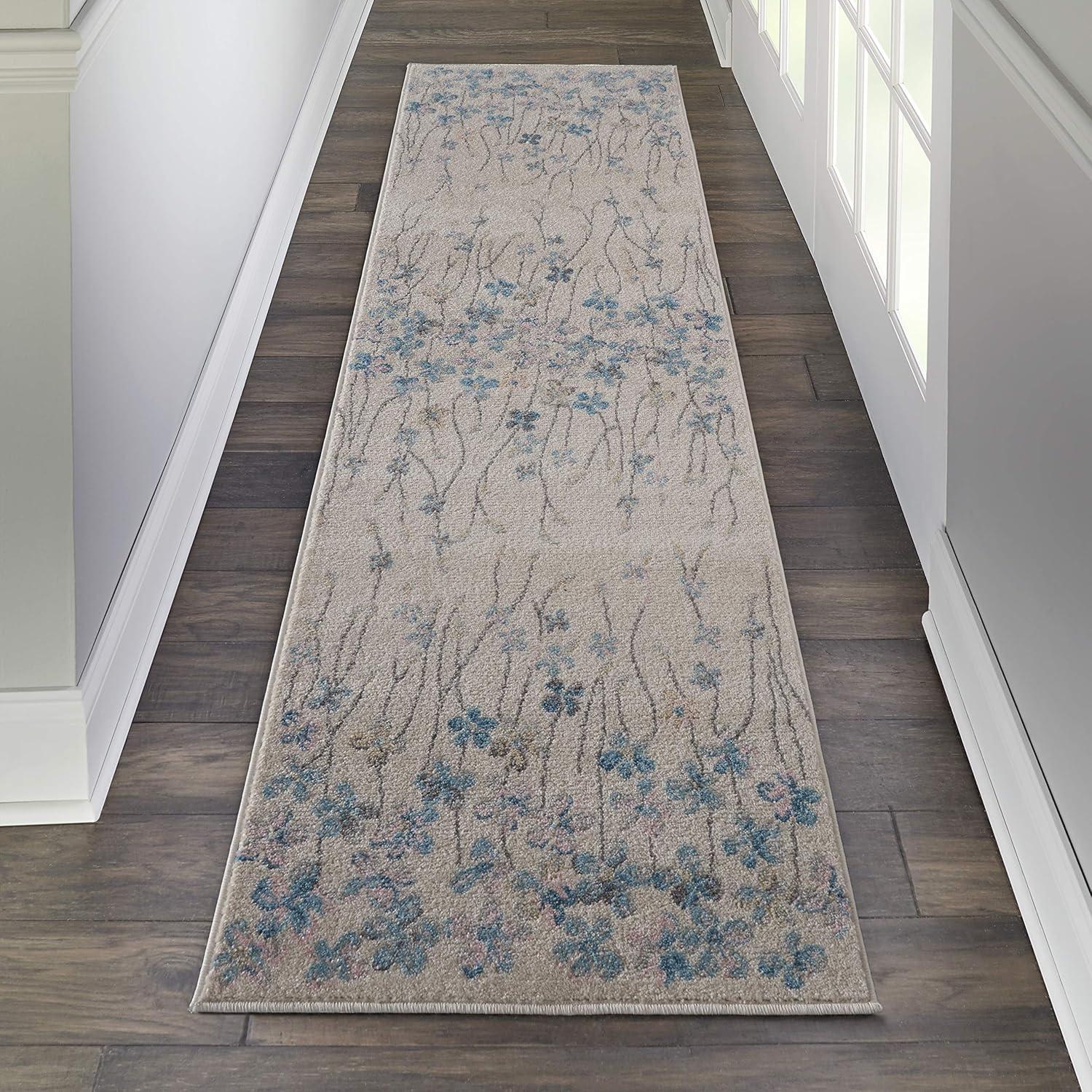 Nourison Tranquil Floral Ivory 5'3" x ROUND Area Rug, (5 Round)