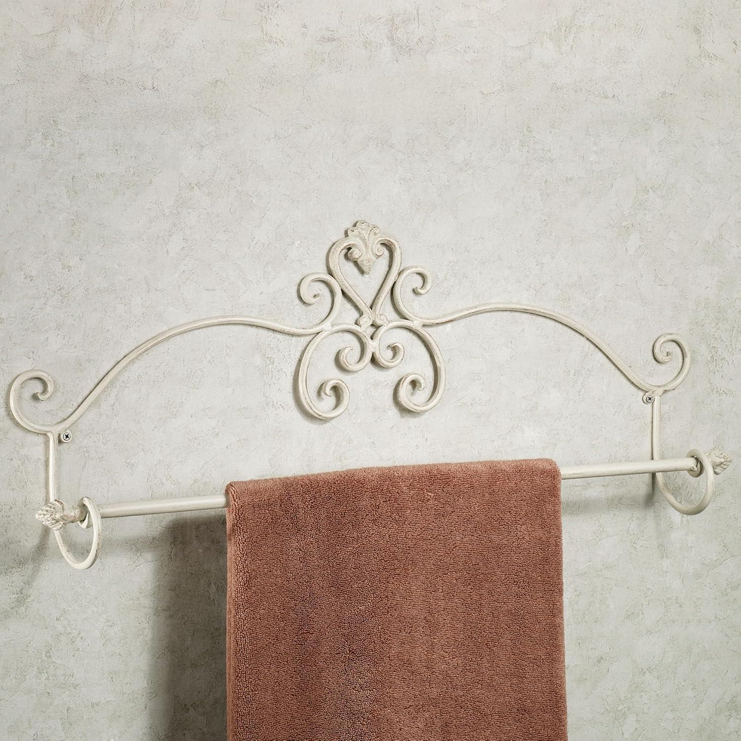 Graceful Aldabella Scroll Wall Mount Towel Bar Creamy Gold 30"