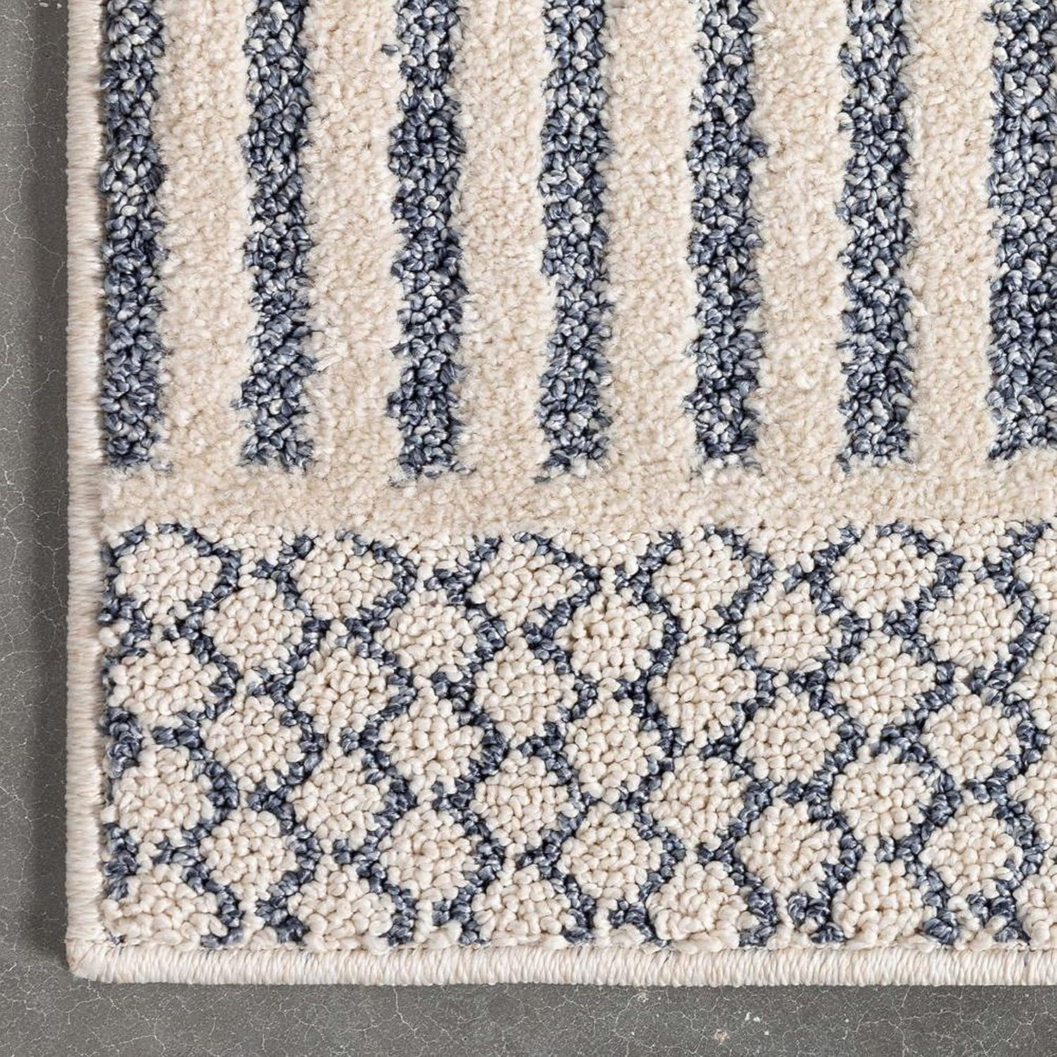 Marcone Briar Tribal Geometric Abstract Light Blue Looped Pile Rug