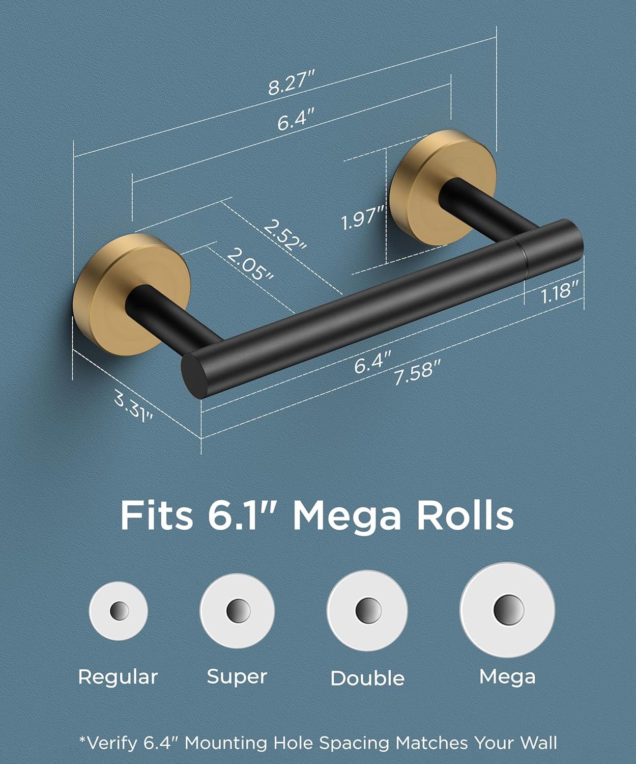 LANFENG Matte Black Double Post Pivoting Wall Mounted Stainless Steel Toilet Paper Holder for Bathroom RV  by RARXTR