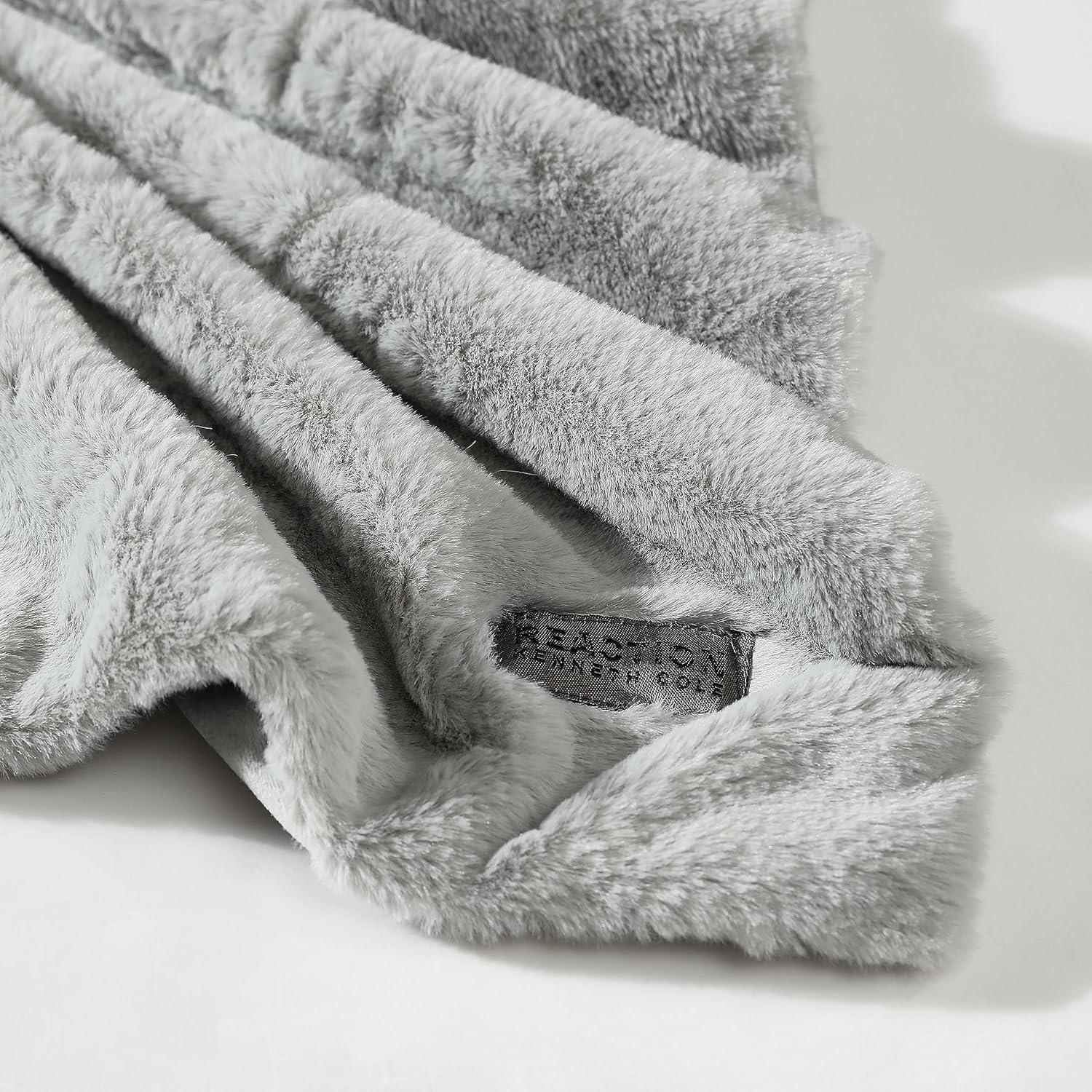 Kenneth Cole Faux Fur Solid Throw Blankets