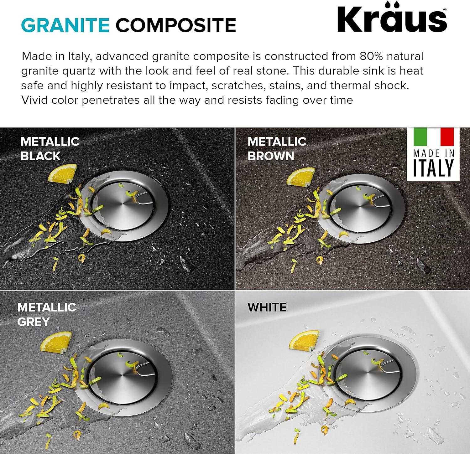 KRAUS Bellucci Granite Composite Workstation Drop-In Top Mount Single Bowl Kitchen Sink with Accessories