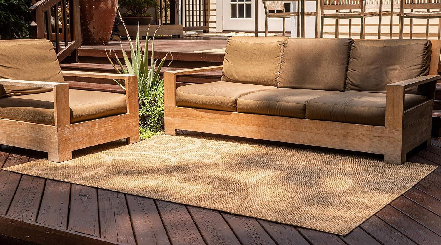 Unique Loom Outdoor Botanical Collection Area Rug - Vine (6' x 9' Rectangle Brown/Beige)