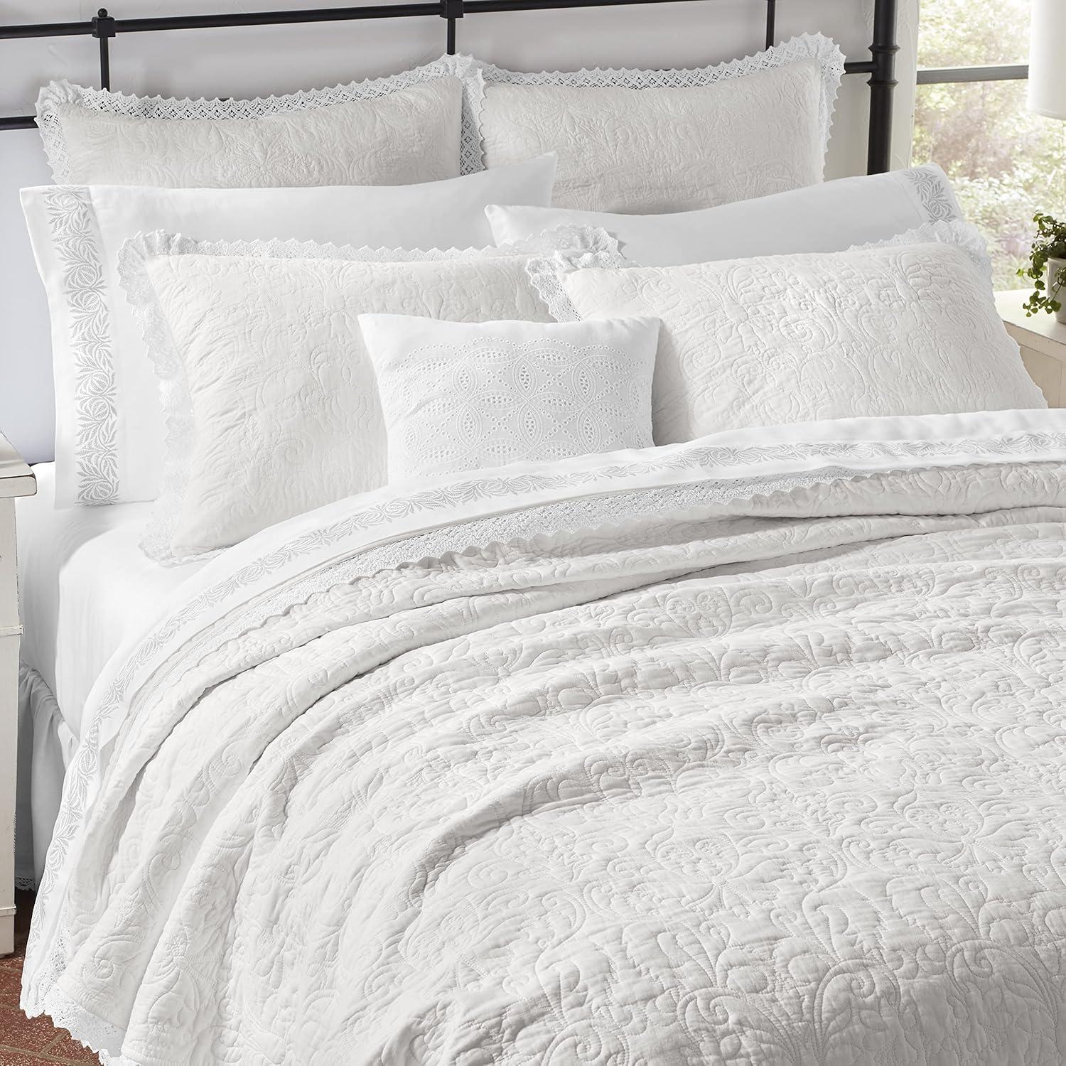Laura Ashley Laura Ashley Heirloom Crochet Cotton Reversible Quilt Set