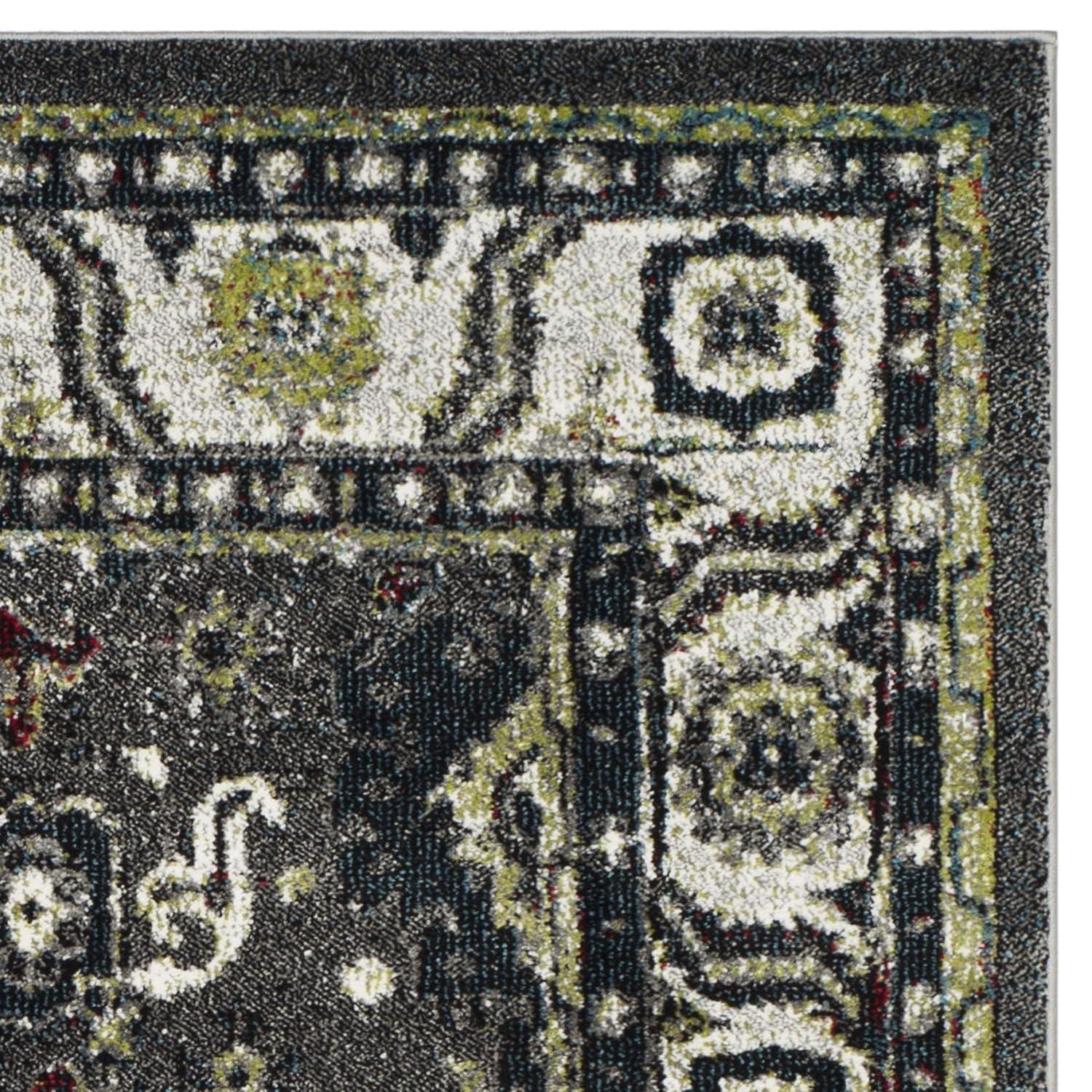 Vintage Hamadan VTH214 Power Loomed Indoor Area Rug - Dark Grey/Ivory - 6'7"x6'7" - Safavieh.