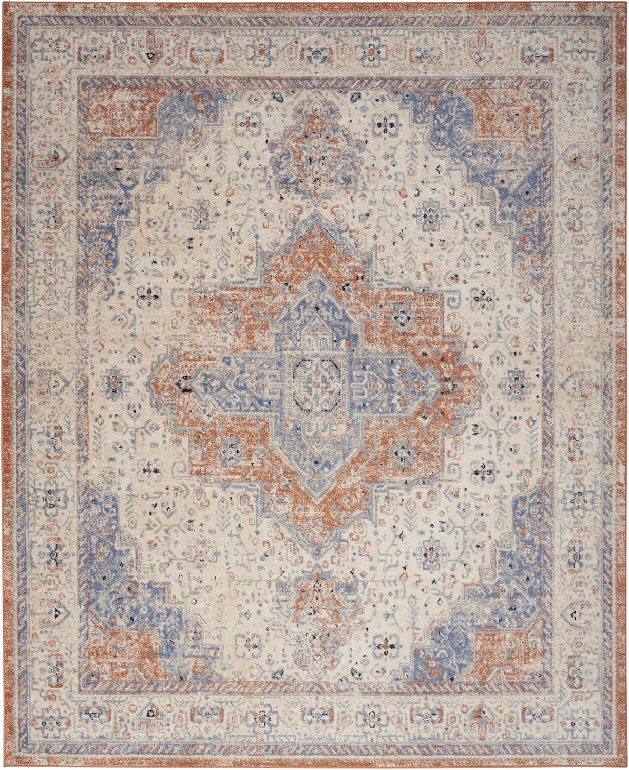 Nourison 8' x 10' Essentials Persian Vintage Indoor Outdoor Area Rug Beige Blue