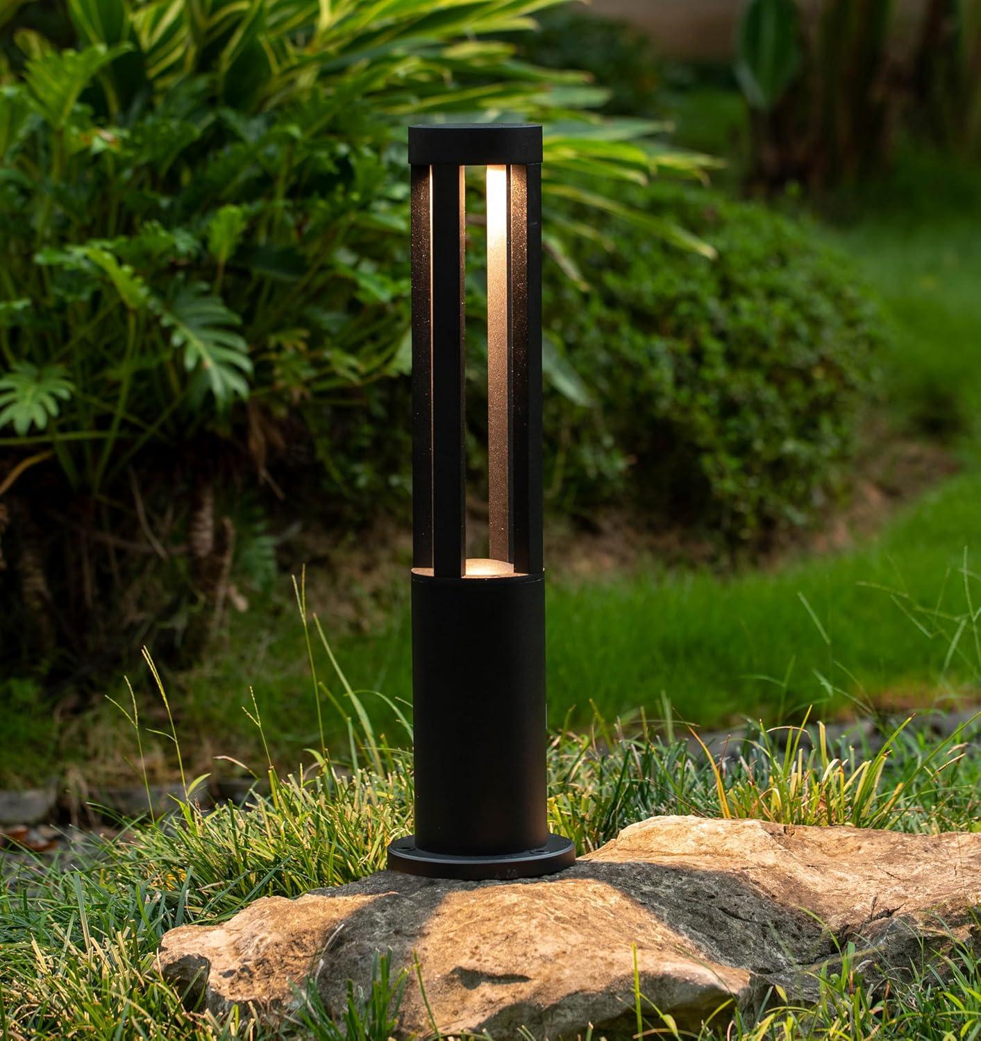 Gardenised Black Integrated LED Metal Bollard Light