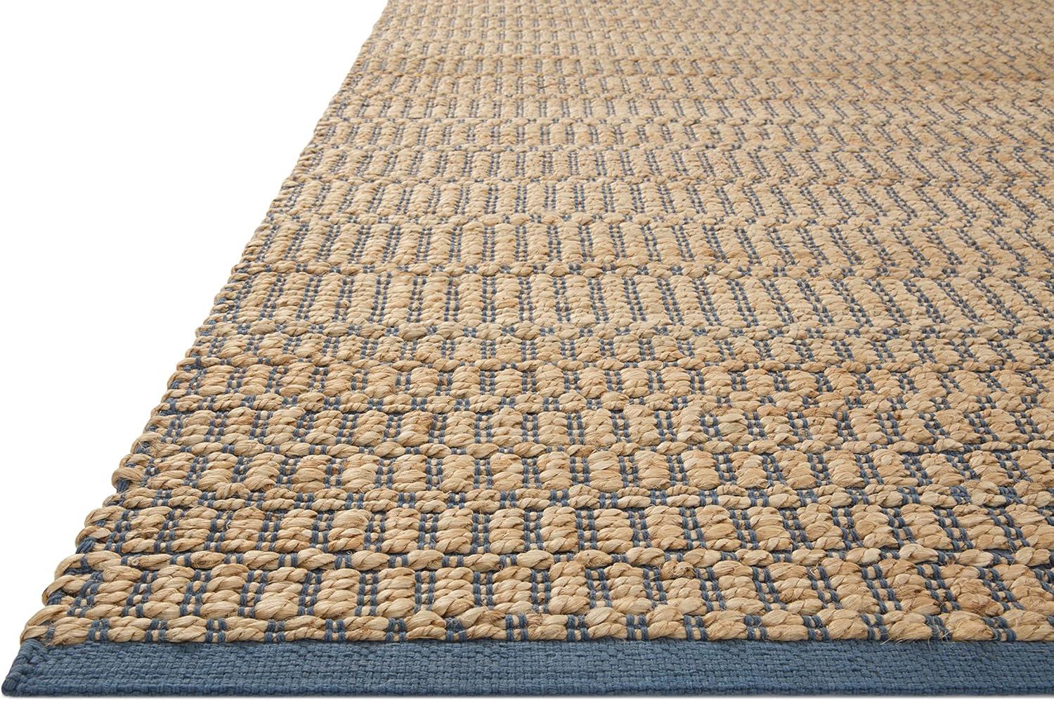 Handwoven Natural and Navy Geometric Cotton Accent Rug 2'-0" x 3'-0"
