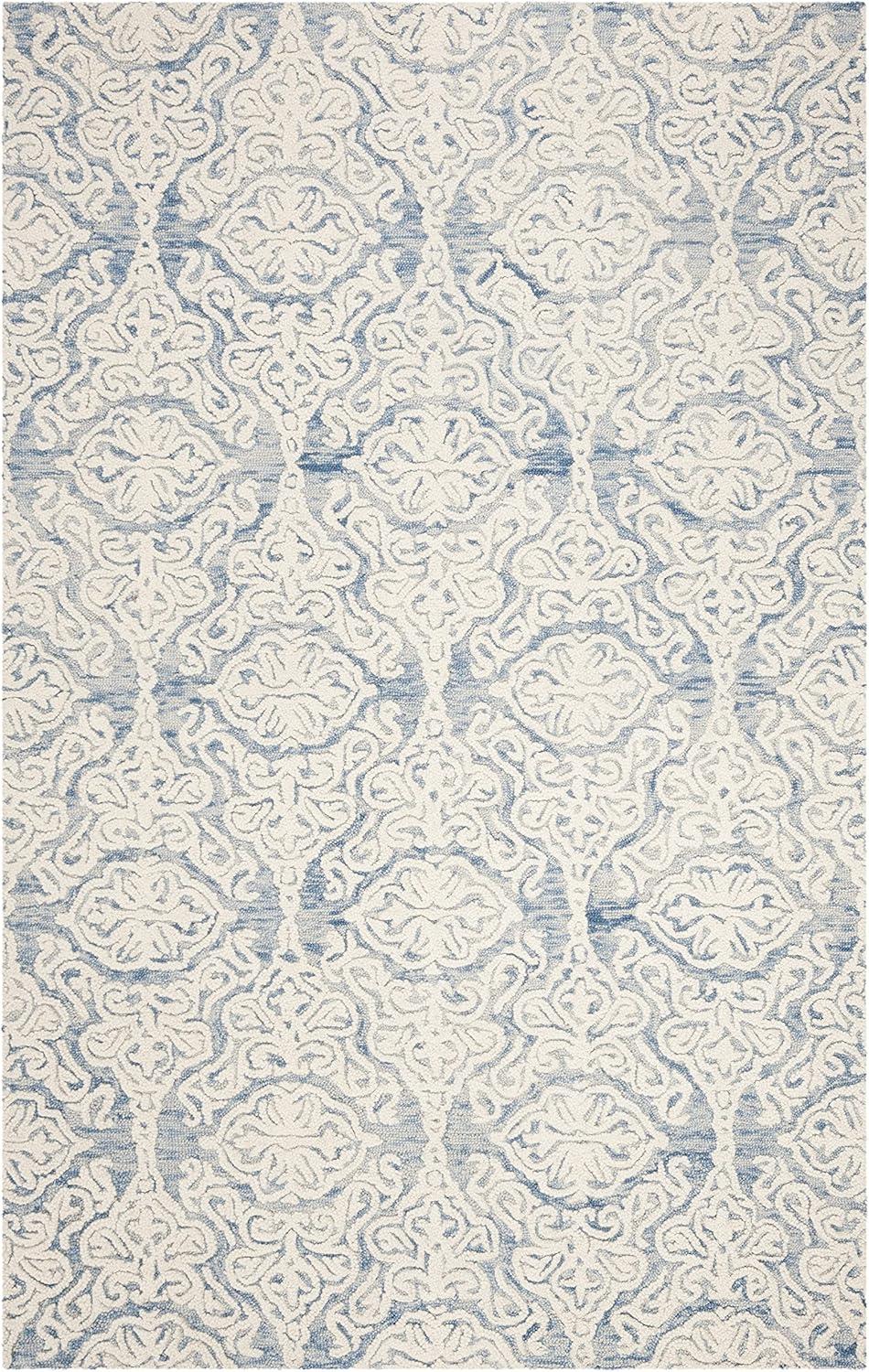 SAFAVIEH Blossom Asher Geometric Wool Area Rug, Blue/Ivory, 6' x 9'