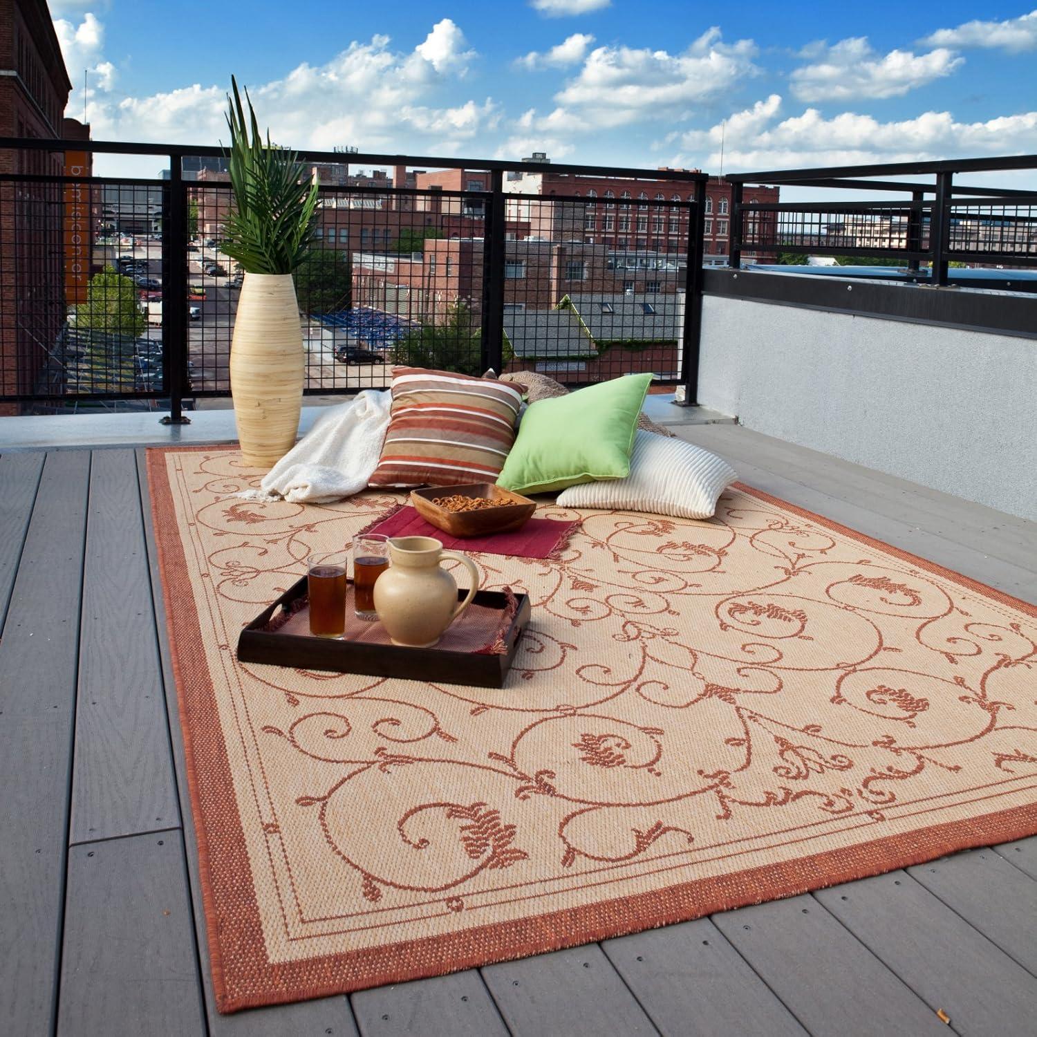 Couristan Recife Veranda Indoor / Outdoor Area Rug, Cocoa- Black, 5'3" x 7'6"