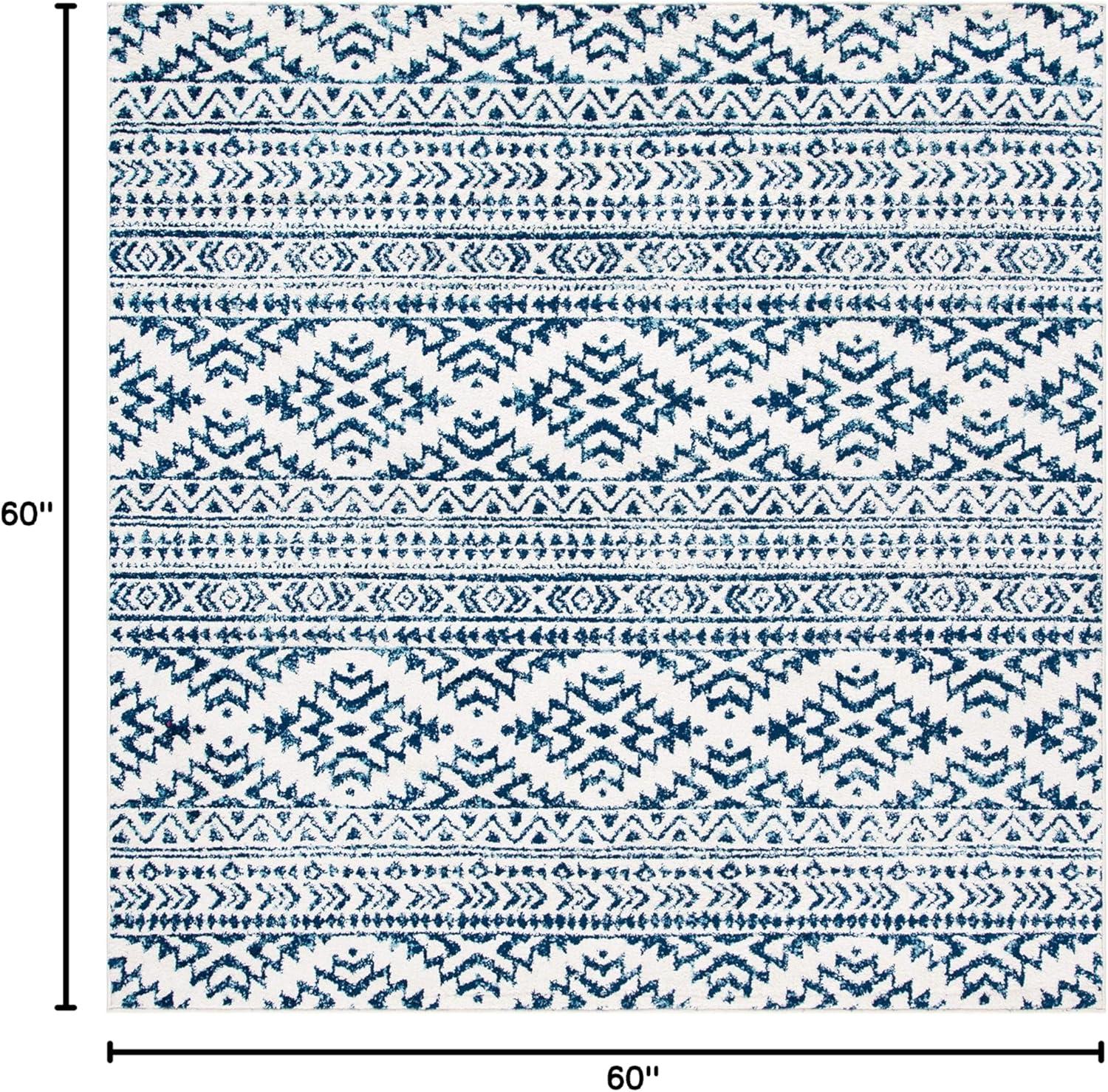 Tulum TUL272 Power Loomed Indoor Area Rug - Ivory/Navy - 5'3"x7'6" - Safavieh