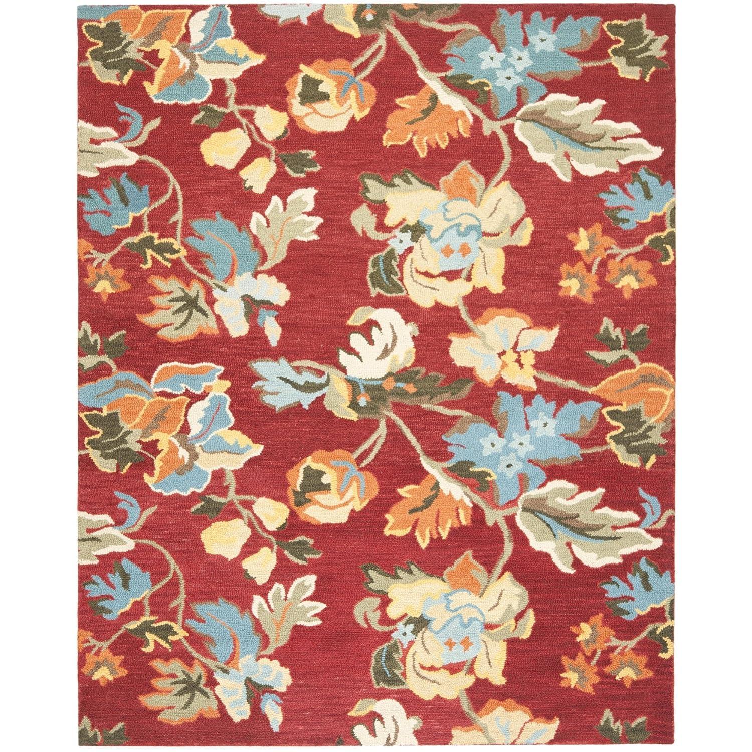 Blossom BLM672 Hand Hooked Area Rug - Red/Multi - 8'x10' - Safavieh.