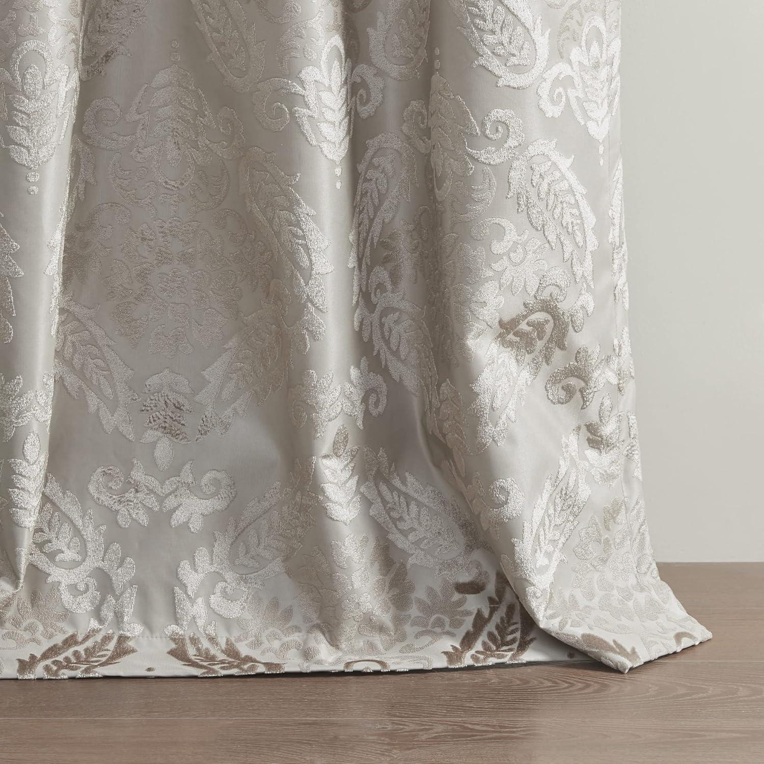 Madison Park Amelia Knitted Jacquard Paisley Total Blackout Grommet Top Curtain Panel