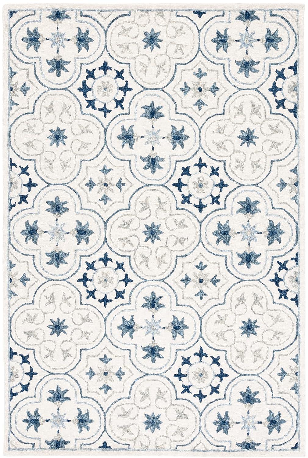 Micro-Loop MLP381 Hand Tufted Indoor Area Rug - Ivory/Sage - 4'x6' - Safavieh