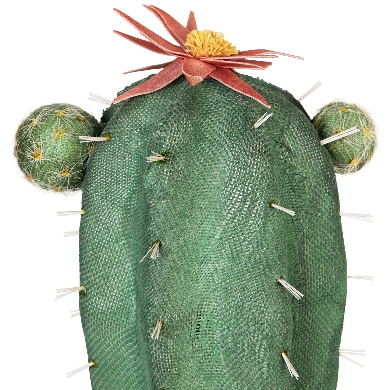 Northlight Seasonal 13.75" Potted Green and Brown Artificial Cactus Plant with Flowers